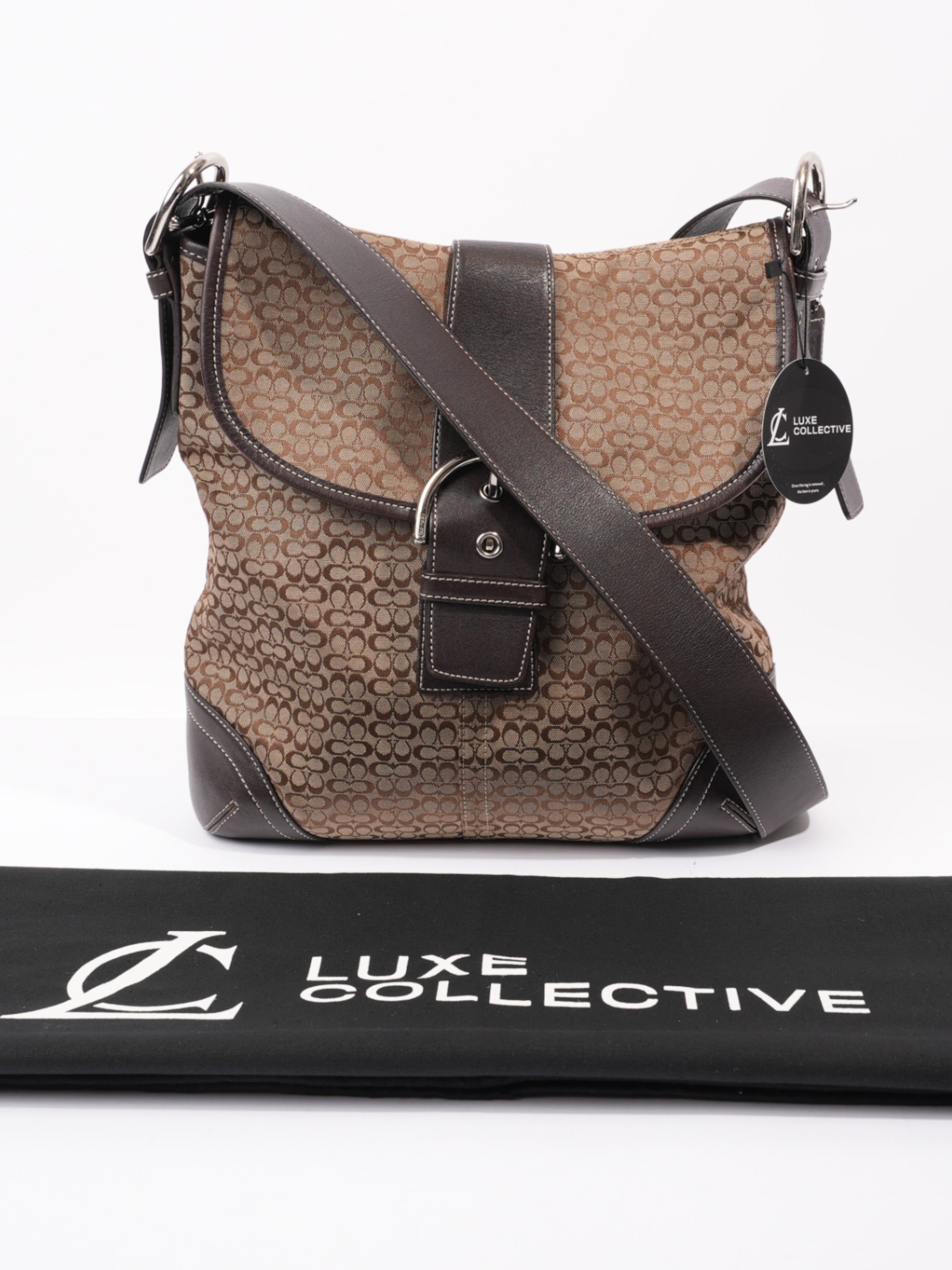 Coach Monogram Flap Crossbody Brown Canvas