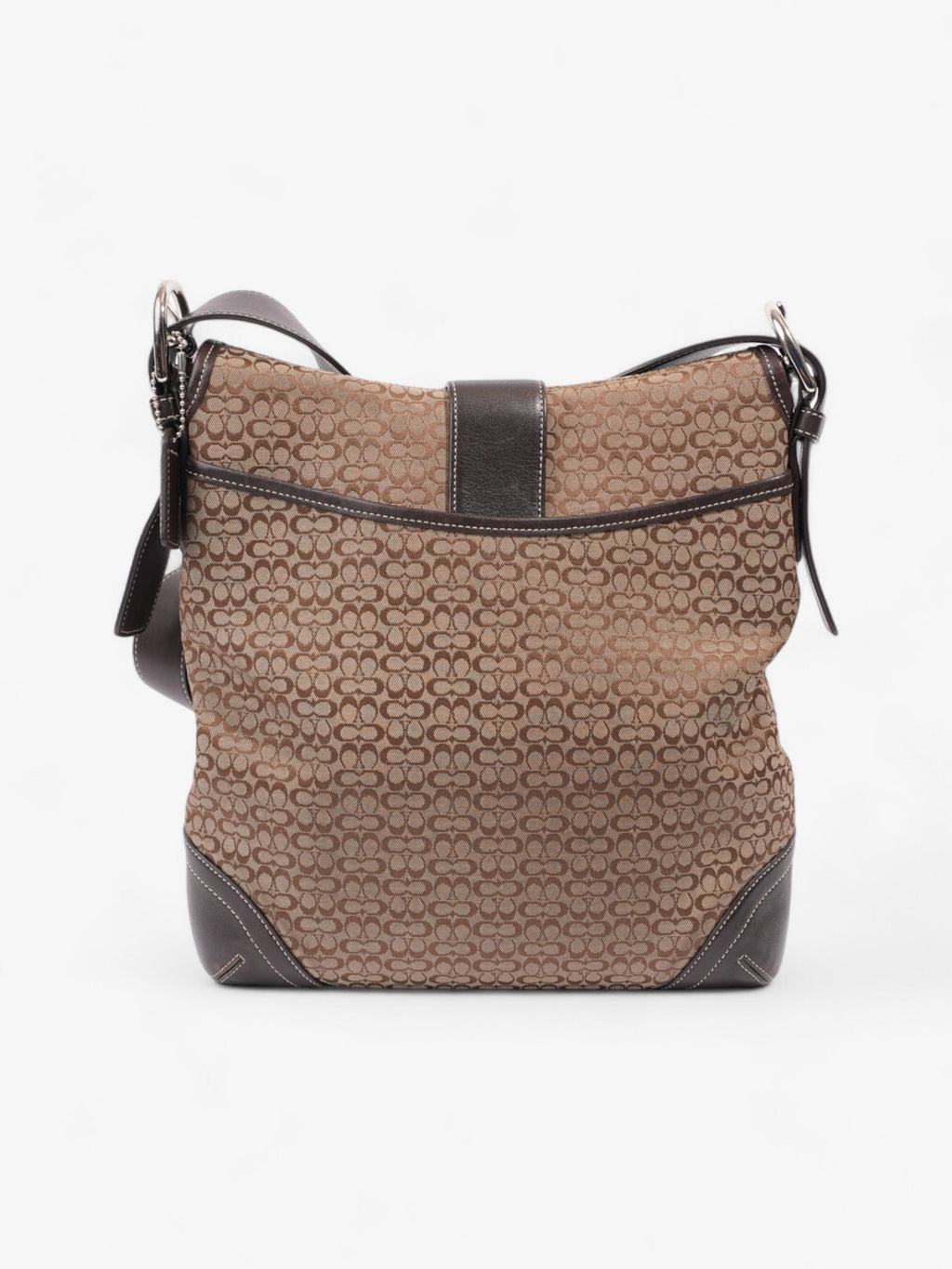 Coach Monogram Flap Crossbody Brown Canvas
