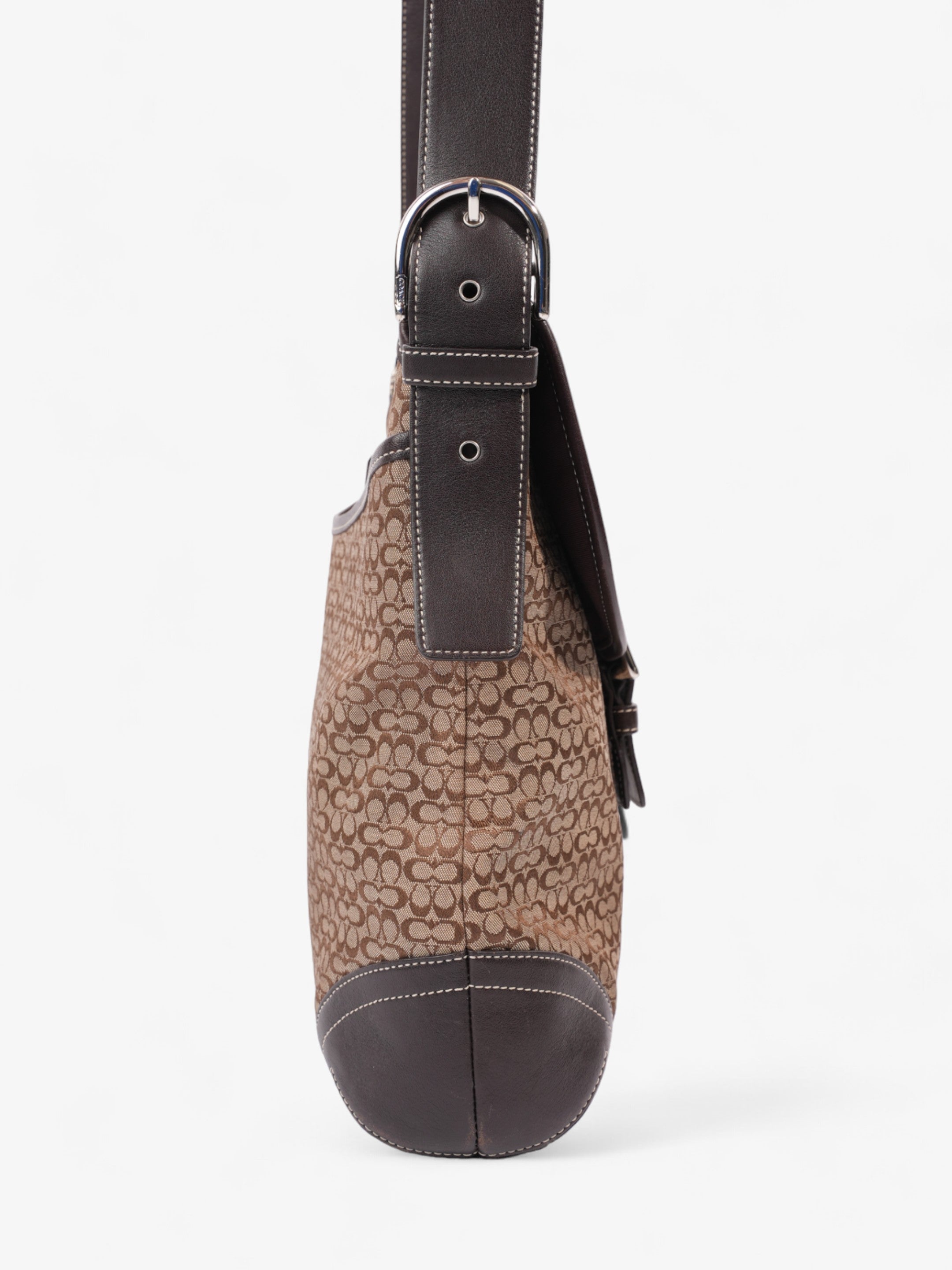Coach Monogram Flap Crossbody Brown Canvas