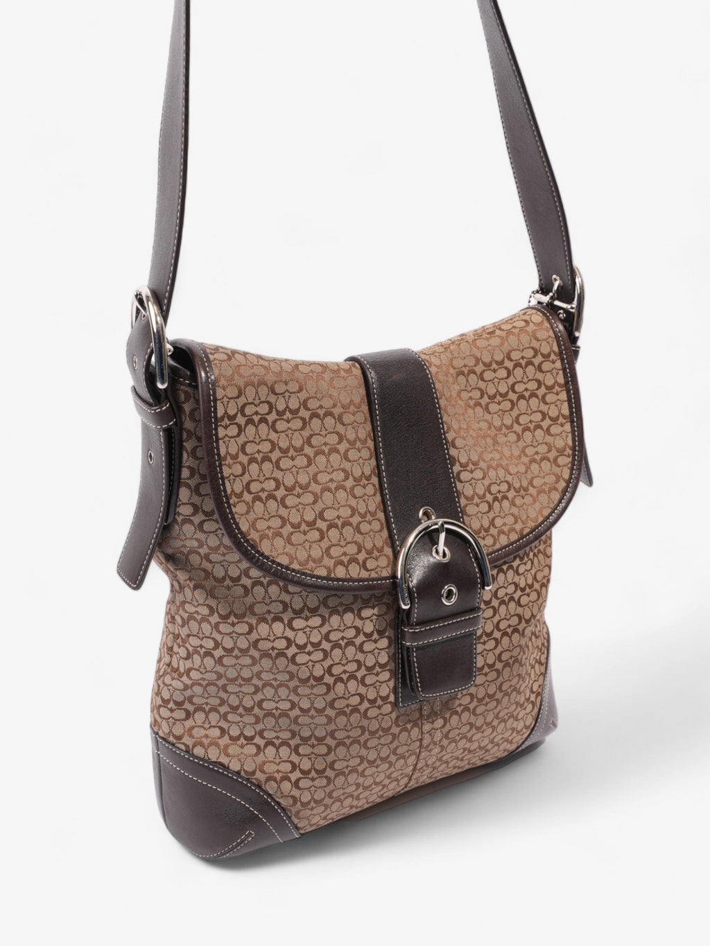 Coach Monogram Flap Crossbody Brown Canvas