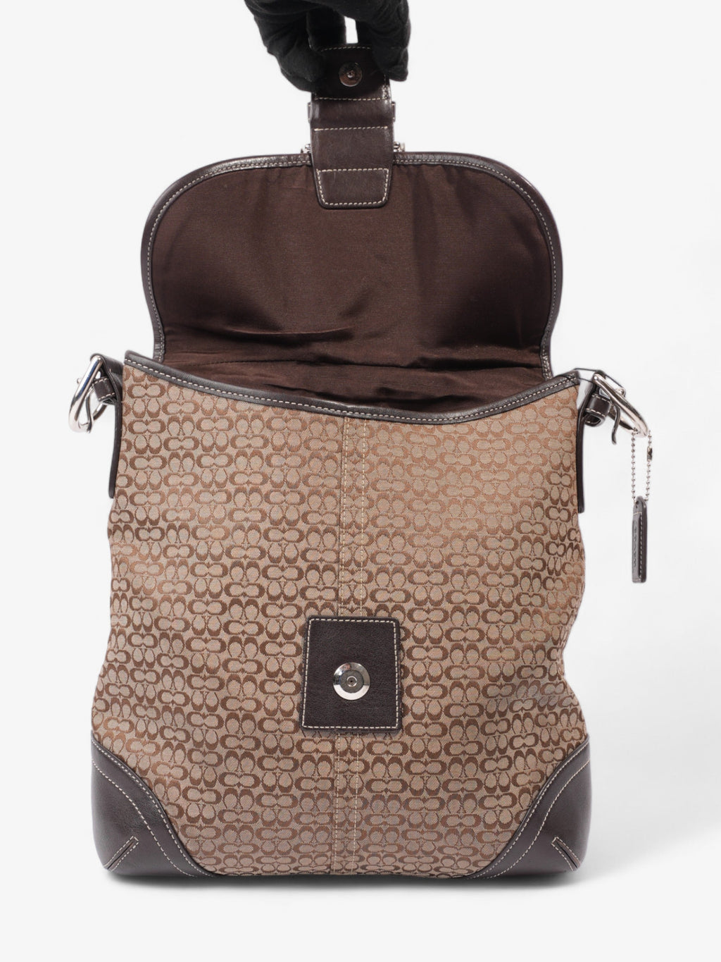 Coach Monogram Flap Crossbody Brown Canvas