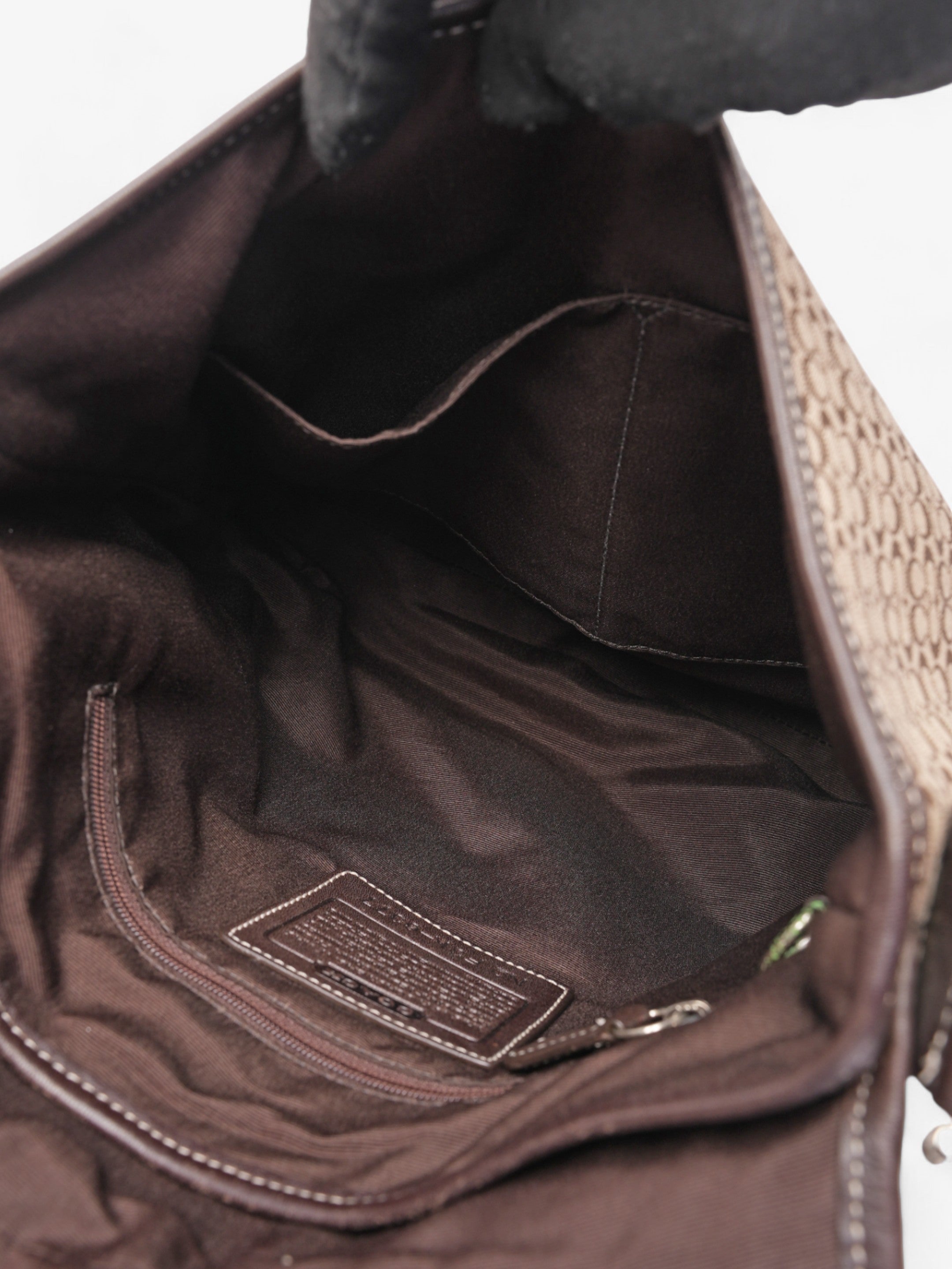 Coach Monogram Flap Crossbody Brown Canvas
