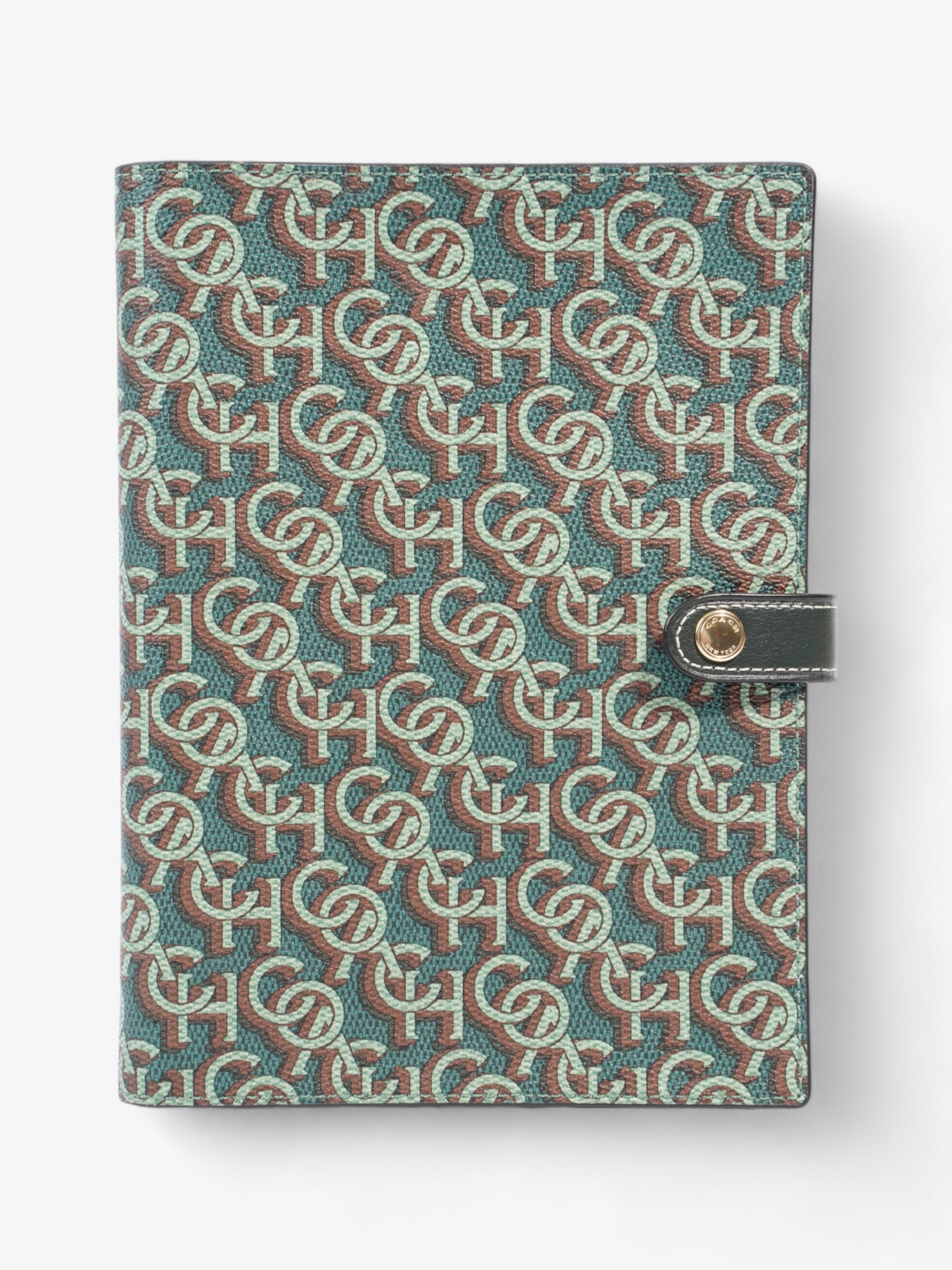Coach A5 Organiser Notebook Green Monogram Print Coated Canvas