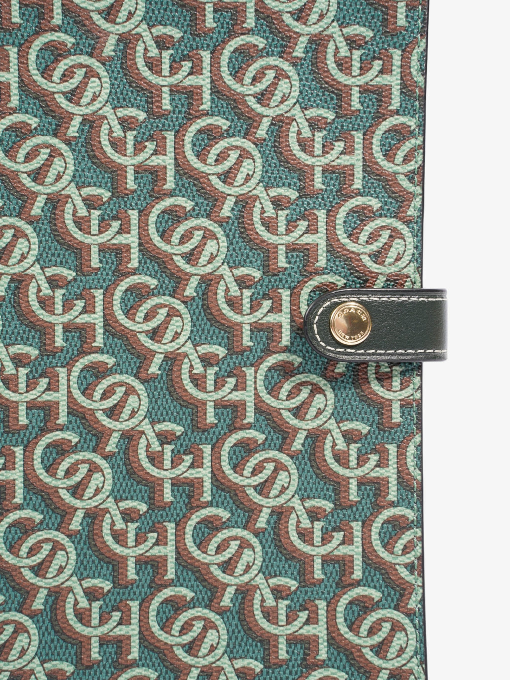 Coach A5 Organiser Notebook Green Monogram Print Coated Canvas