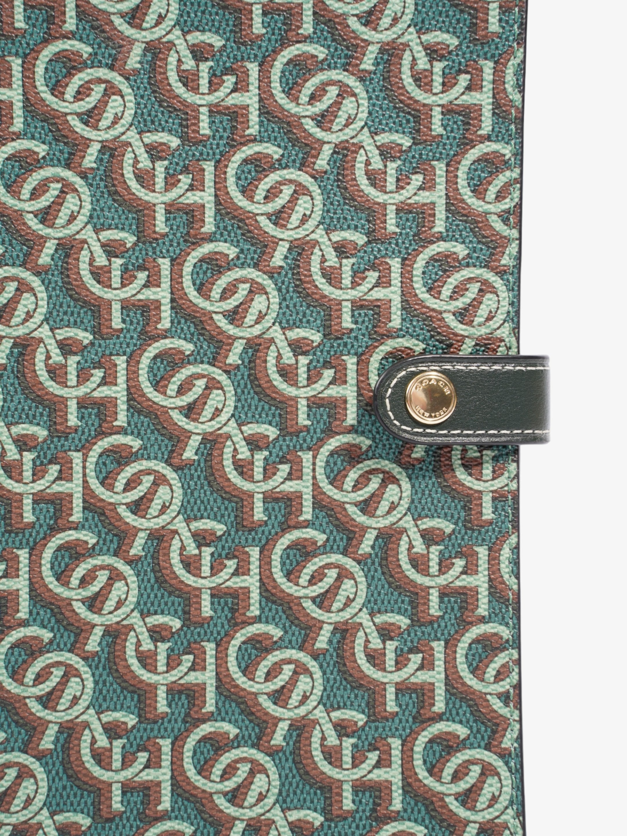 Coach A5 Organiser Notebook Green Monogram Print Coated Canvas