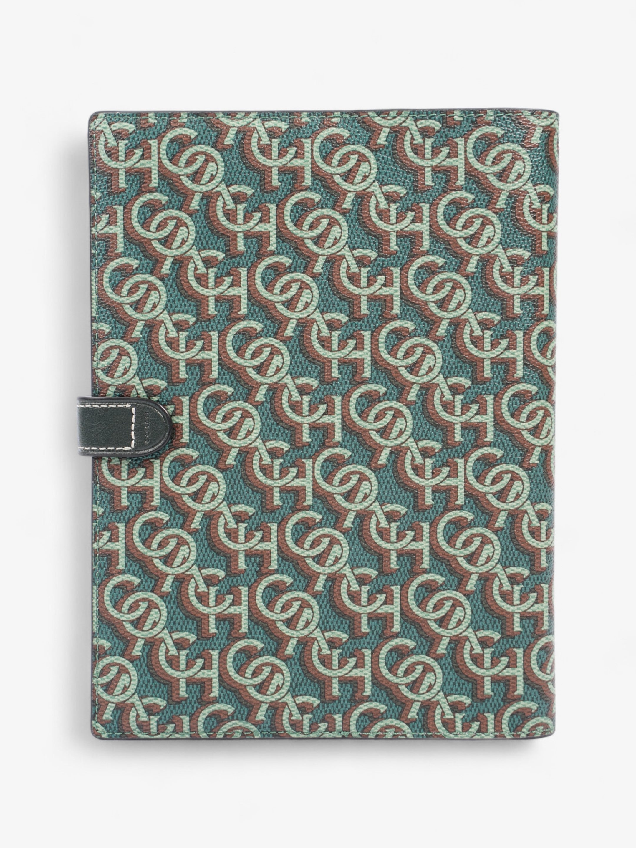 Coach A5 Organiser Notebook Green Monogram Print Coated Canvas