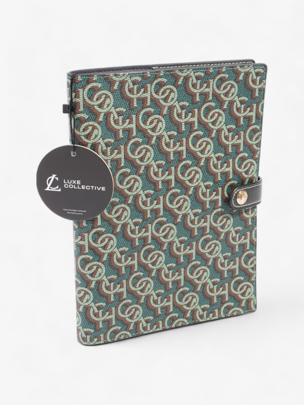 Coach A5 Organiser Notebook Green Monogram Print Coated Canvas