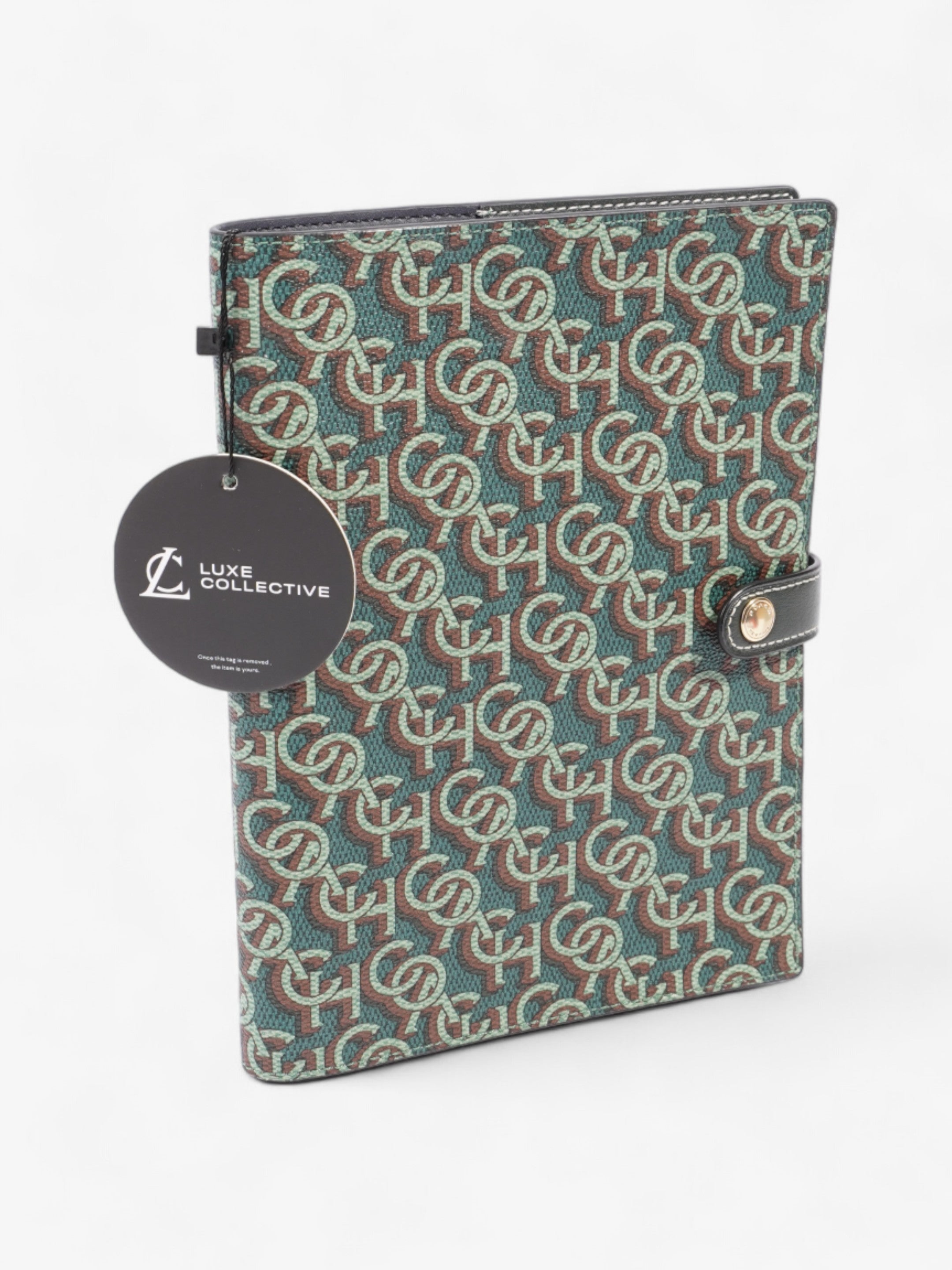 Coach A5 Organiser Notebook Green Monogram Print Coated Canvas