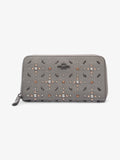 Coach Studded Zip Around Wallet Grey Leather