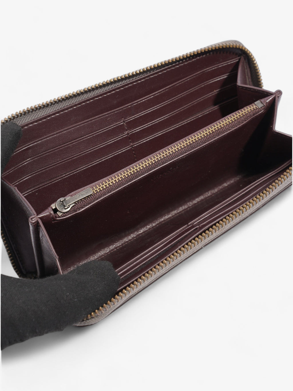 Coach Studded Zip Around Wallet Grey Leather