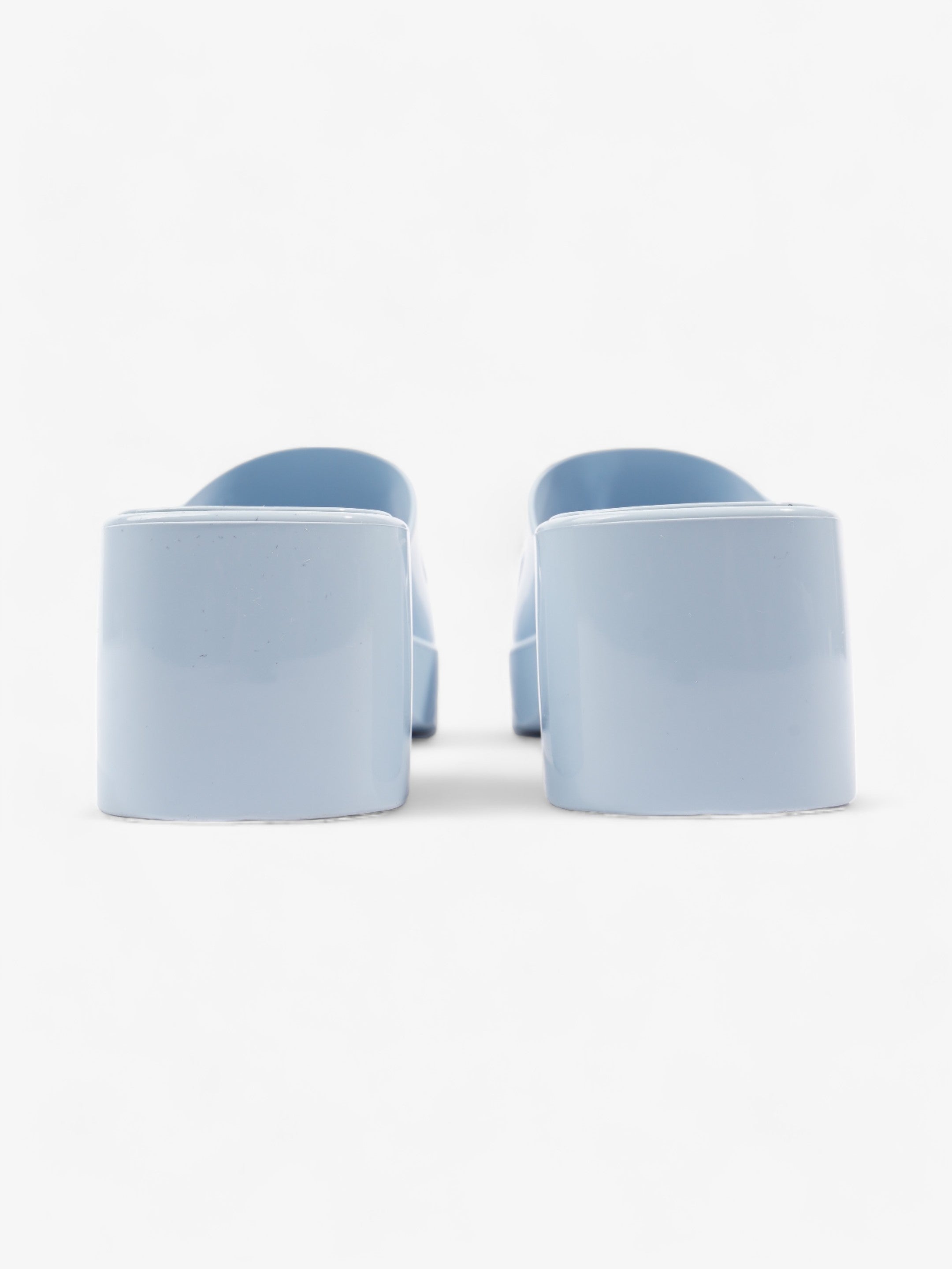 Gucci Logo Platform Slide Sandal 50mm Light Blue Rubber EU 37 UK 4