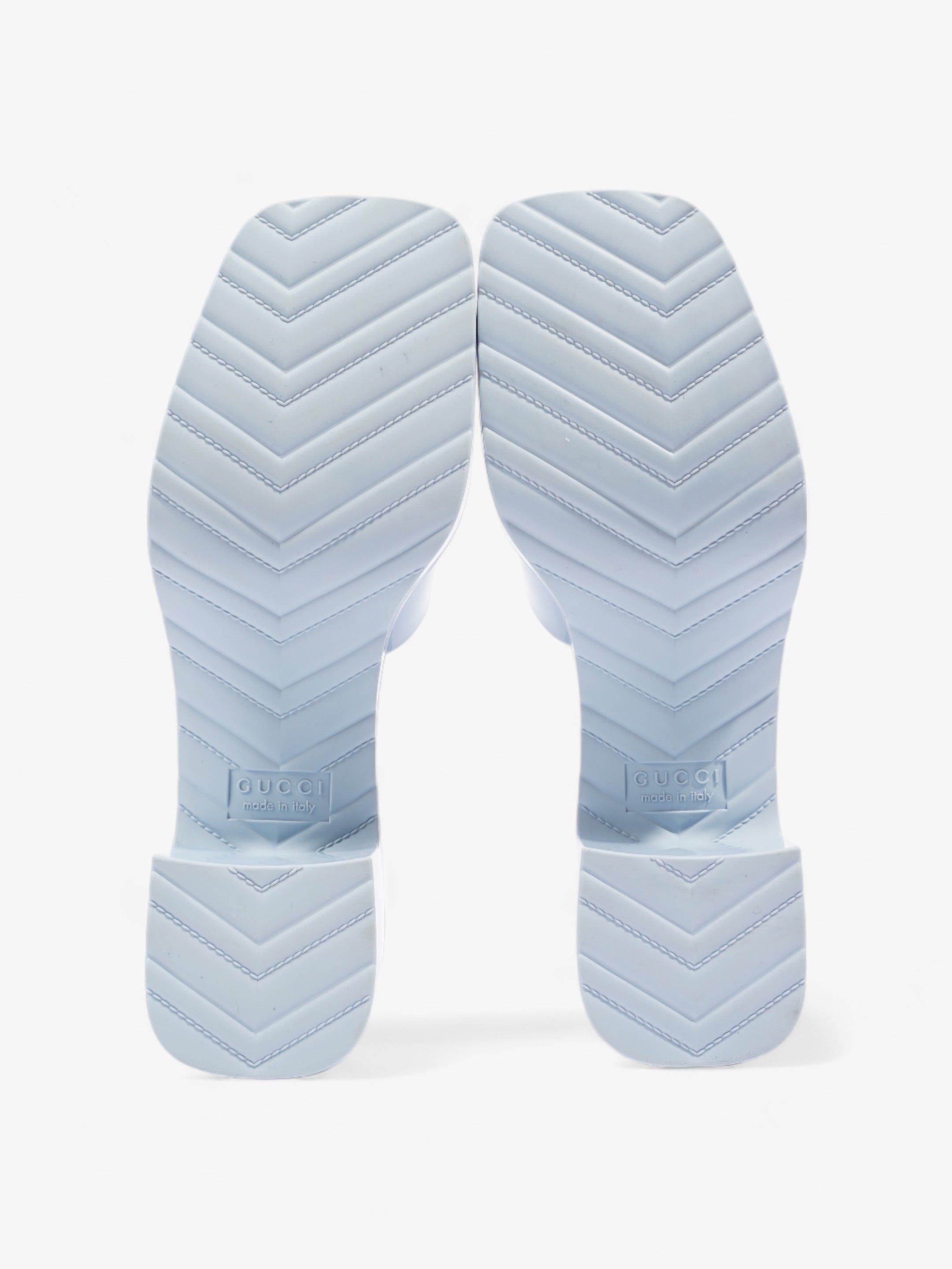 Gucci Logo Platform Slide Sandal 50mm Light Blue Rubber EU 37 UK 4