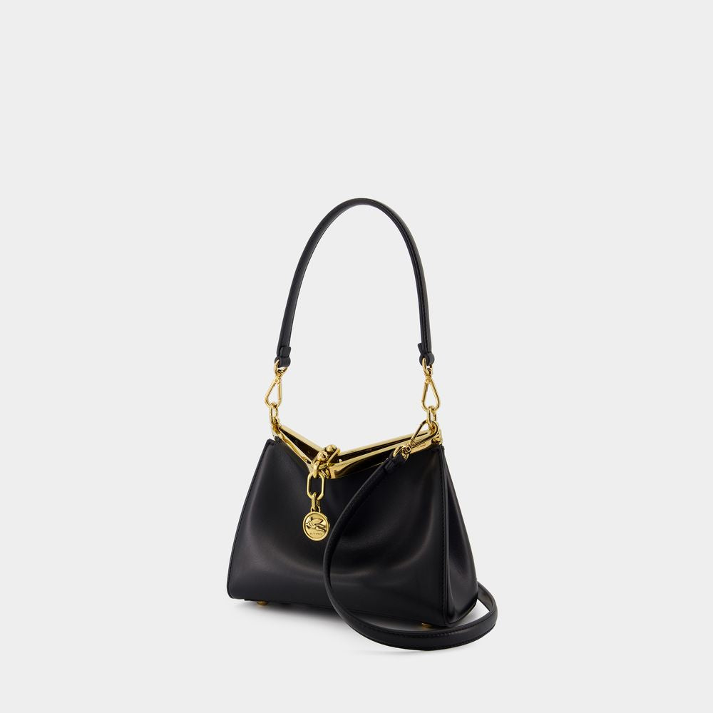 BLACK VELA S BAG WITH GOLDEN CLOSURE