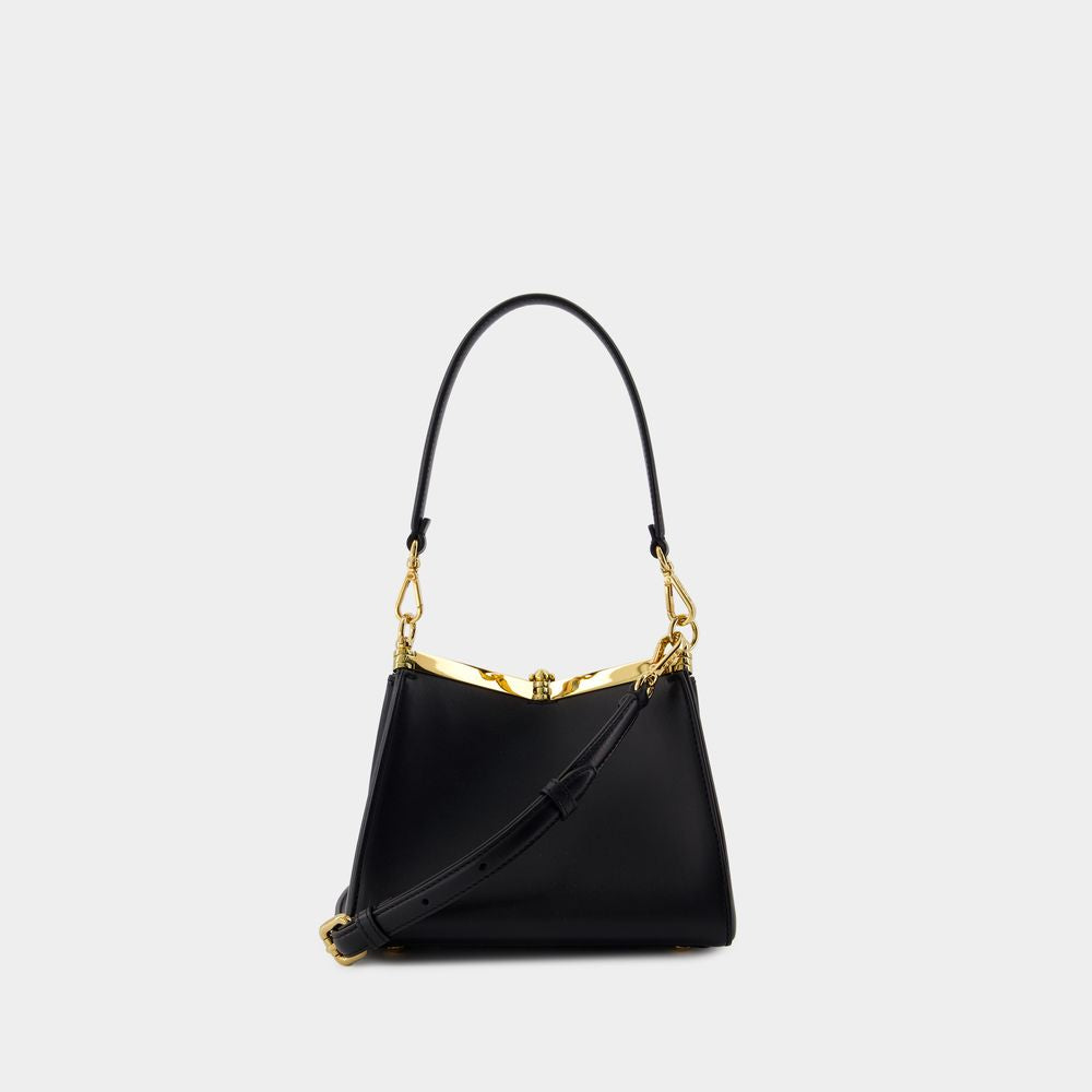 BLACK VELA S BAG WITH GOLDEN CLOSURE