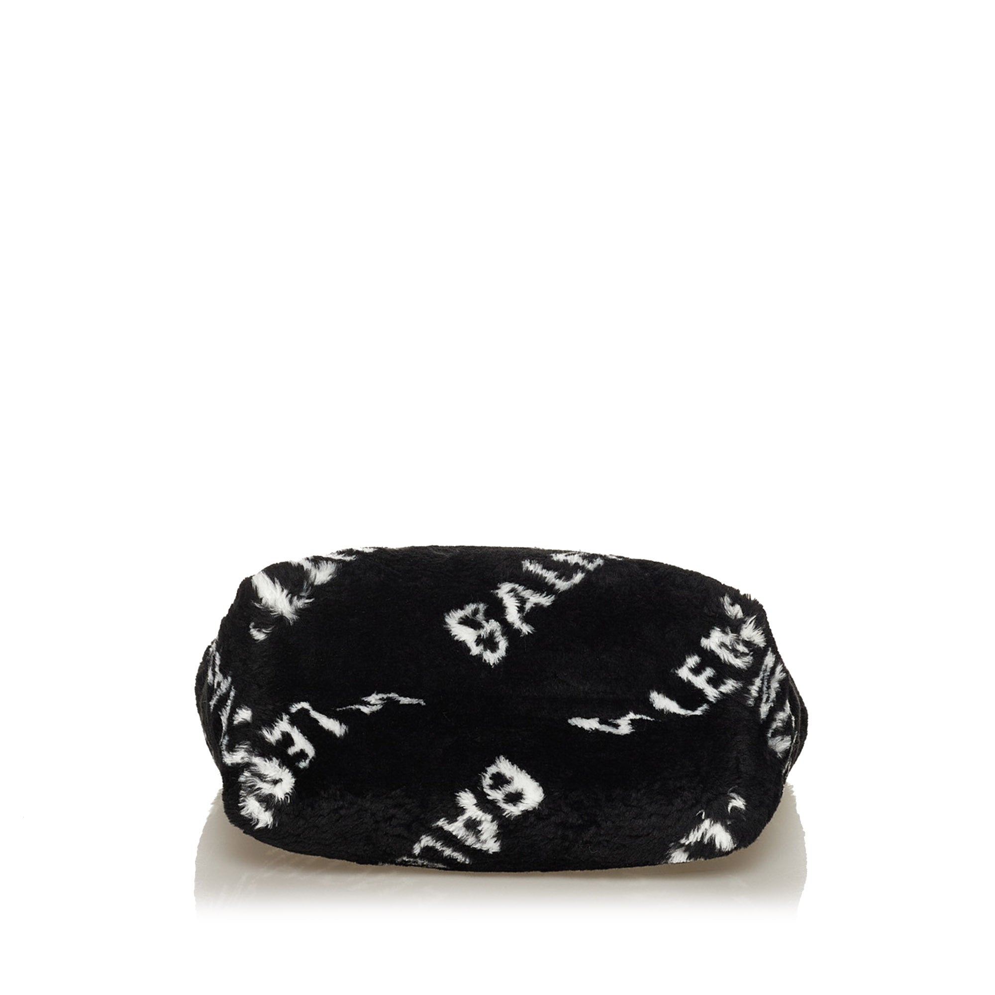 Black Balenciaga Logo Faux Fur Everyday XS Tote Bag