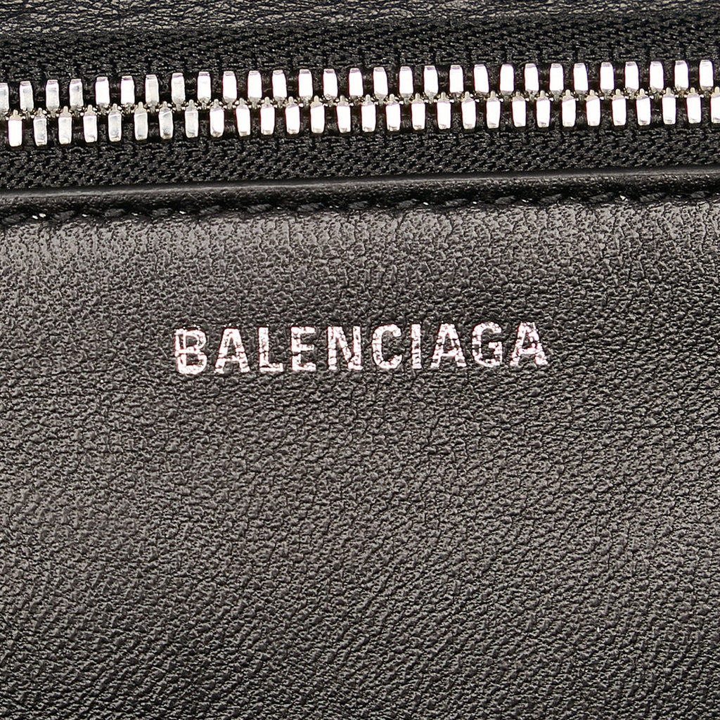 Black Balenciaga Logo Faux Fur Everyday XS Tote Bag