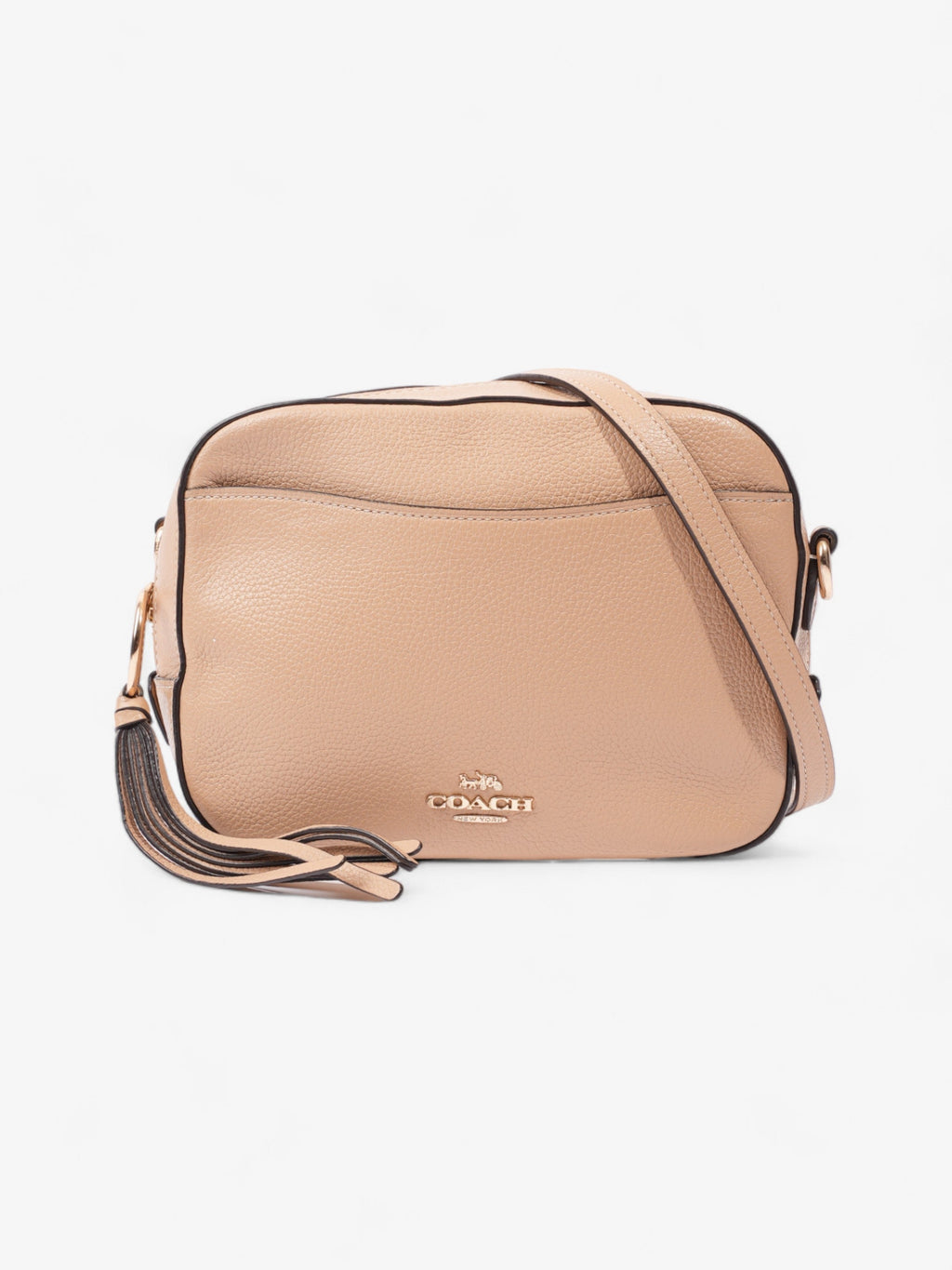 Coach Zip Around Camera Bag Beige Leather