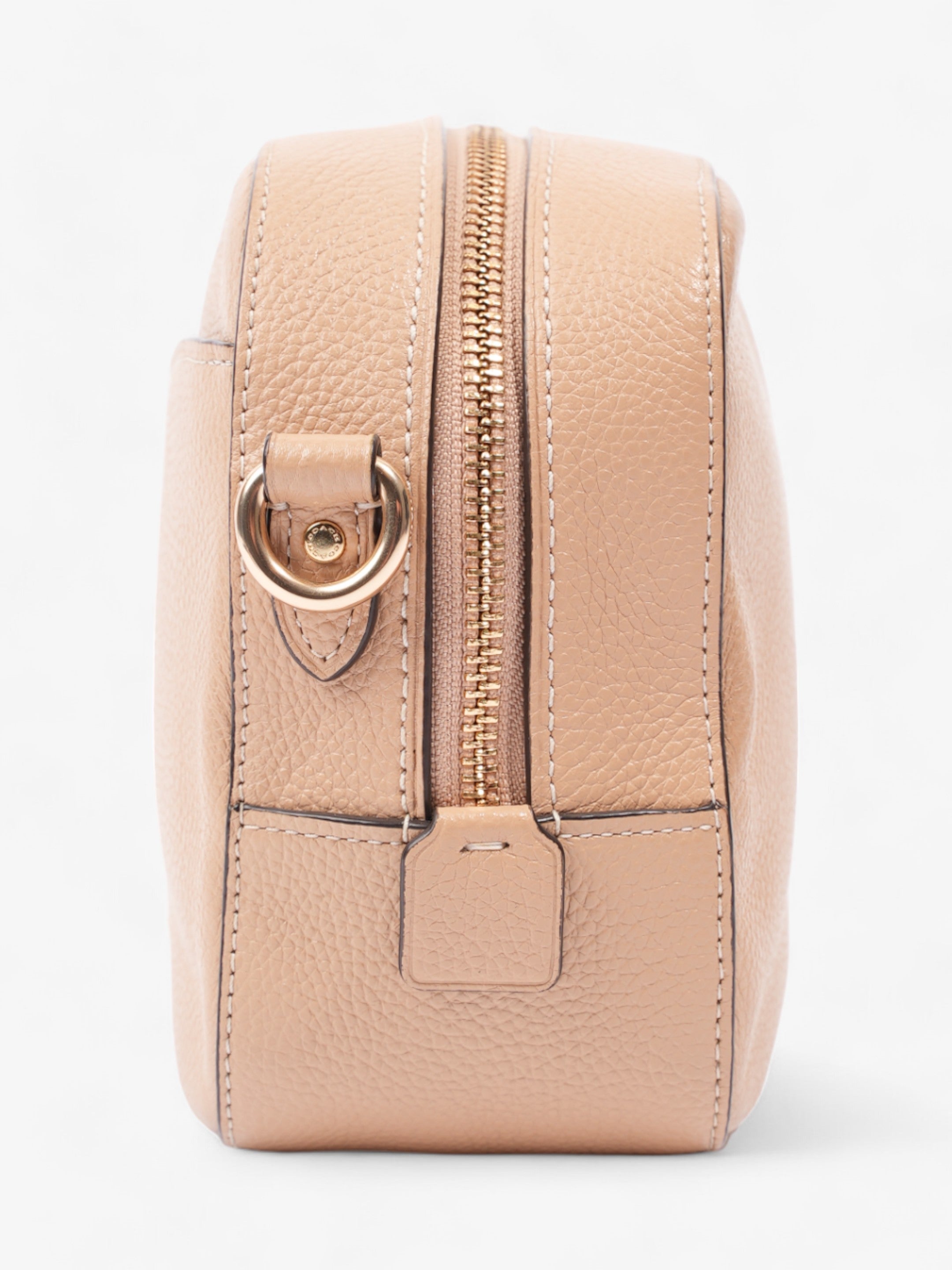 Coach Zip Around Camera Bag Beige Leather