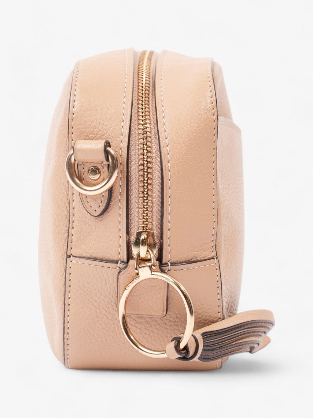 Coach Zip Around Camera Bag Beige Leather