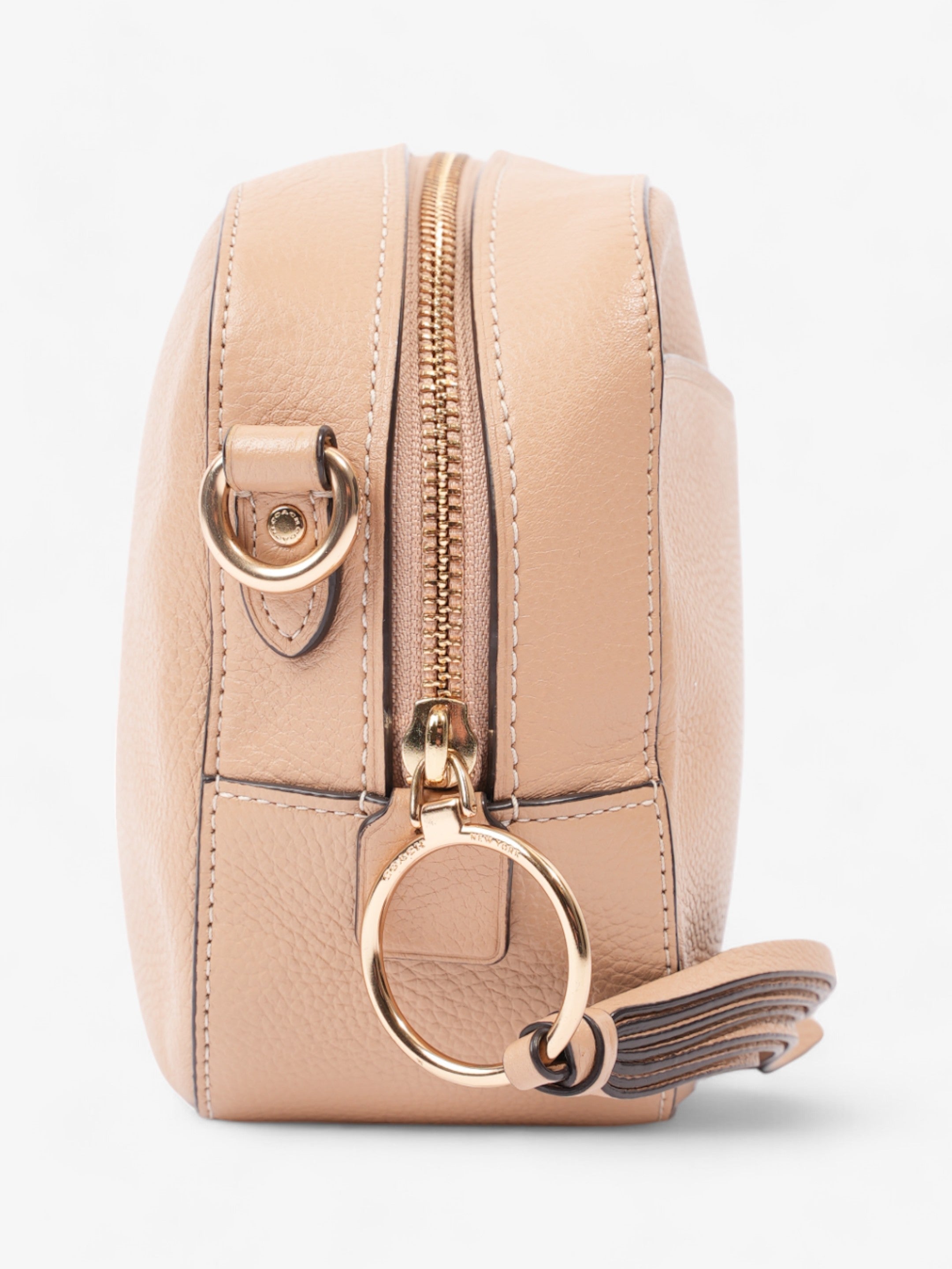Coach Zip Around Camera Bag Beige Leather