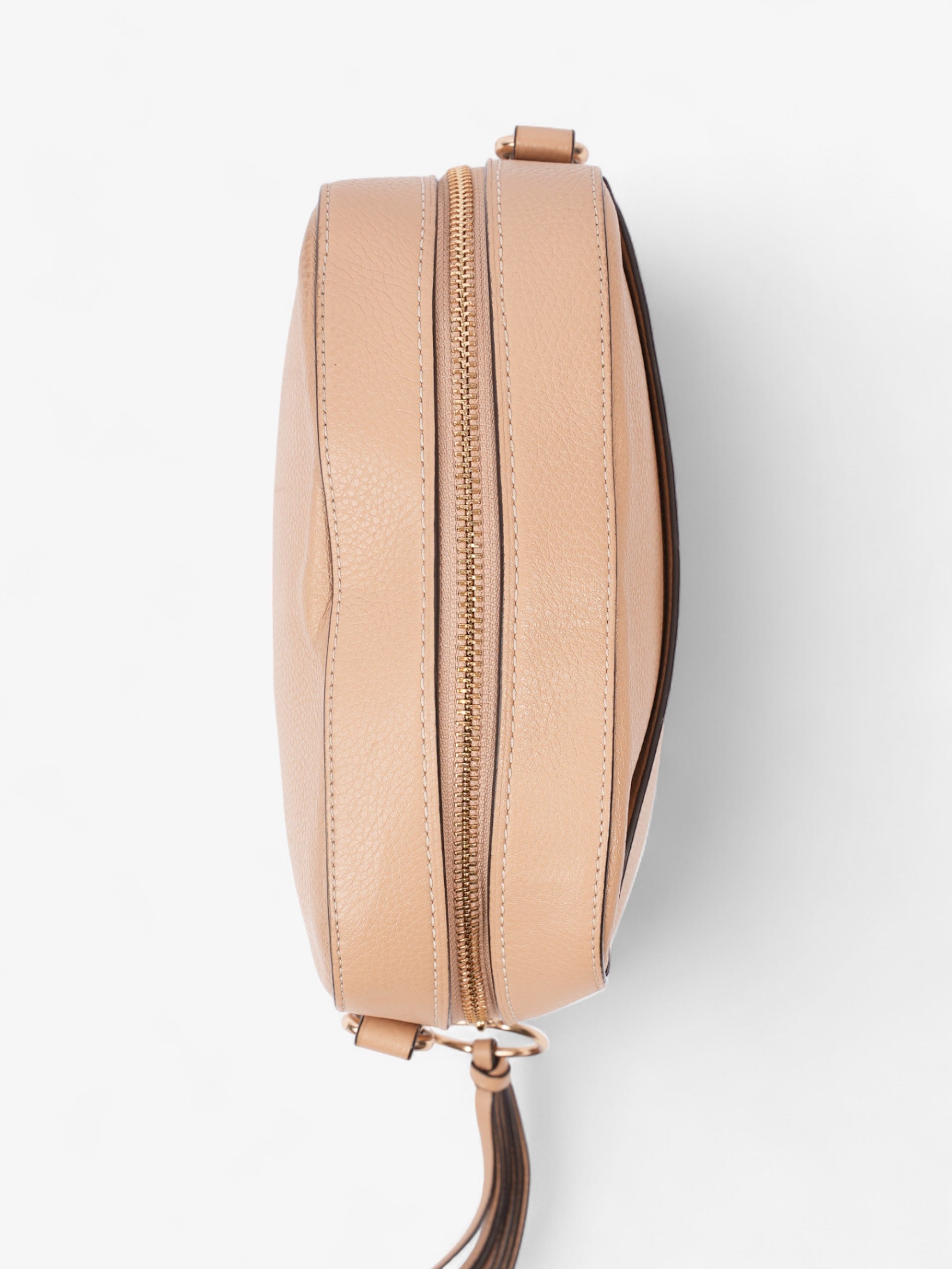 Coach Zip Around Camera Bag Beige Leather