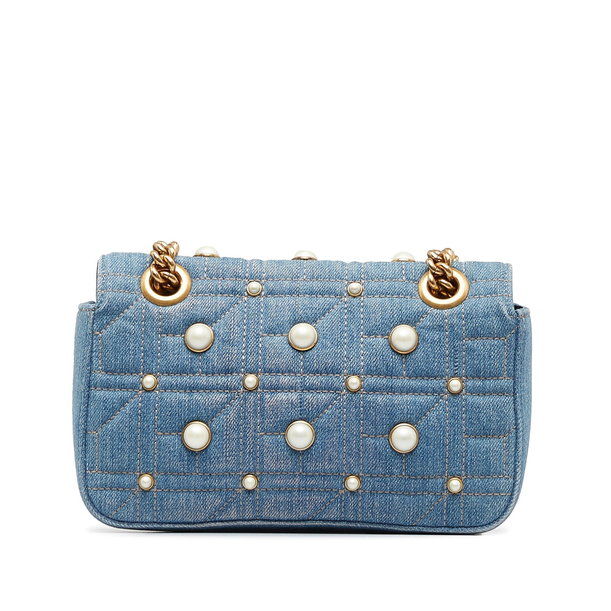 Gucci Pearly GG Marmont Mini Blue Denim MatelassÃƒÆ’Ã‚Â©