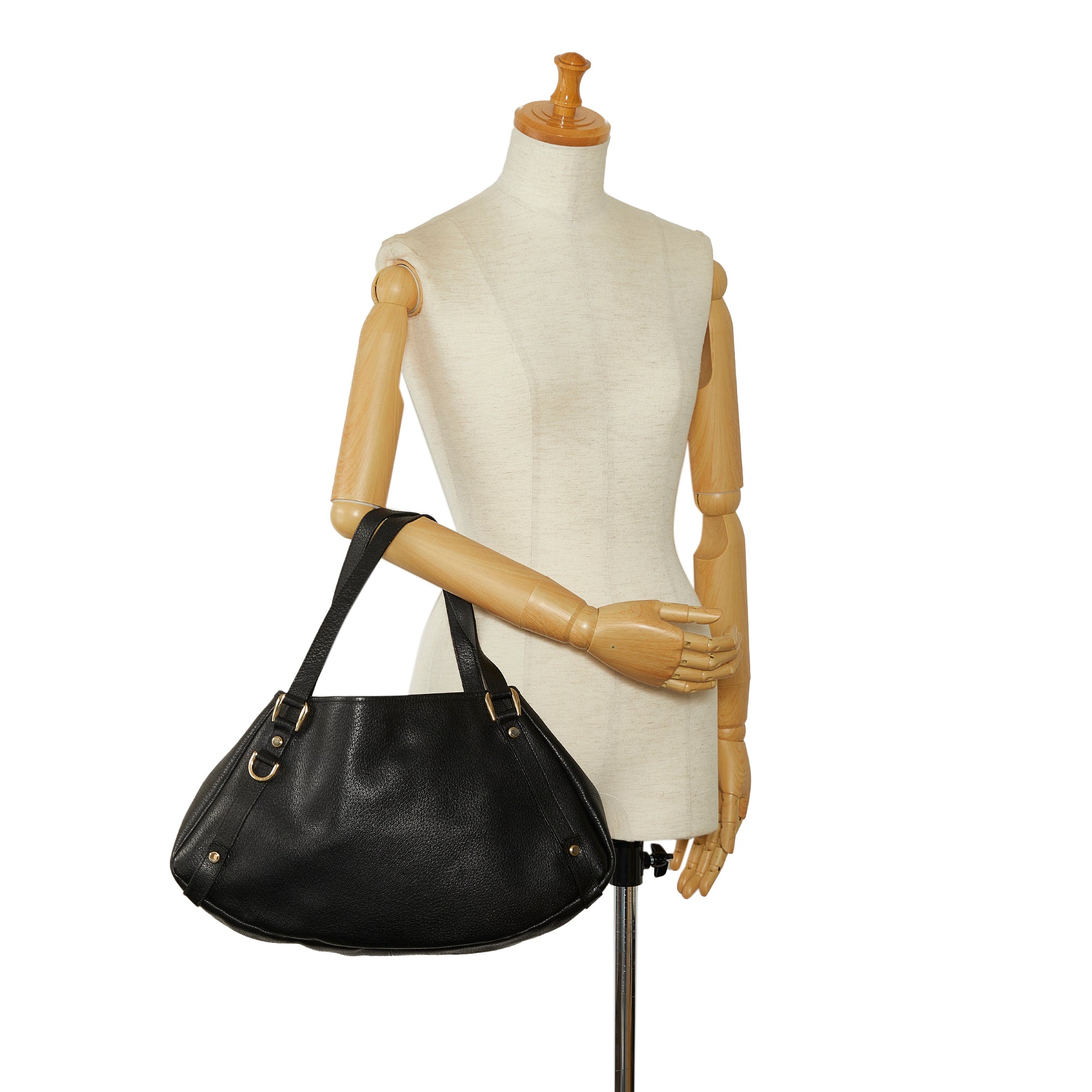 Black Gucci Abbey Leather Tote Bag