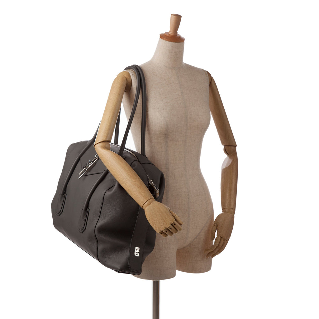 Gray Givenchy Large Antigona Lock Soft Tote Bag