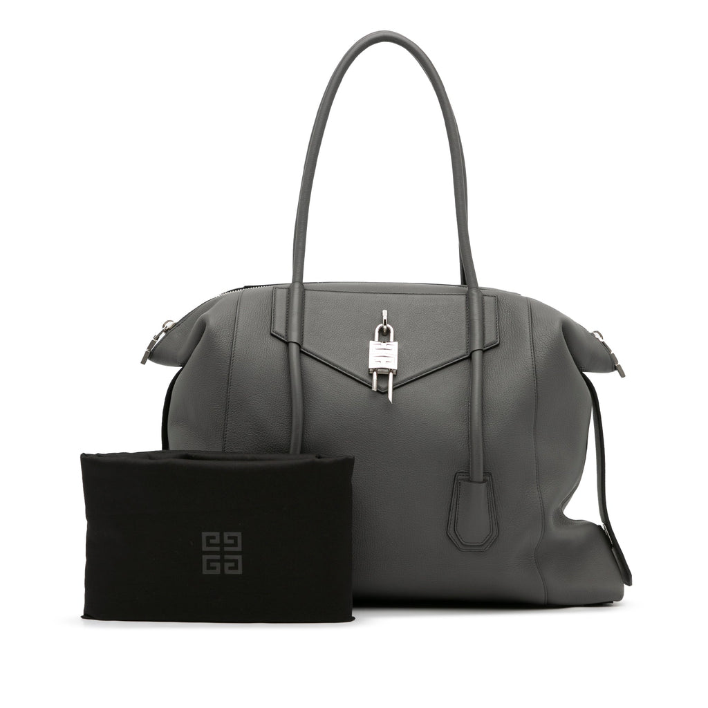 Gray Givenchy Large Antigona Lock Soft Tote Bag