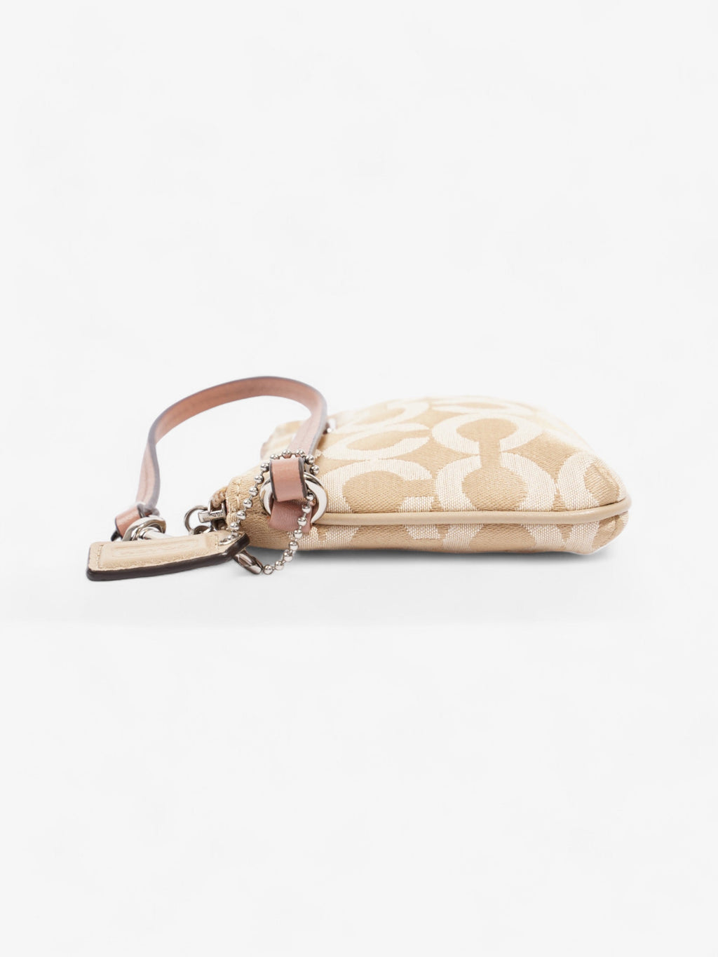 Coach Signature Wristlet Taupe / Beige Cotton