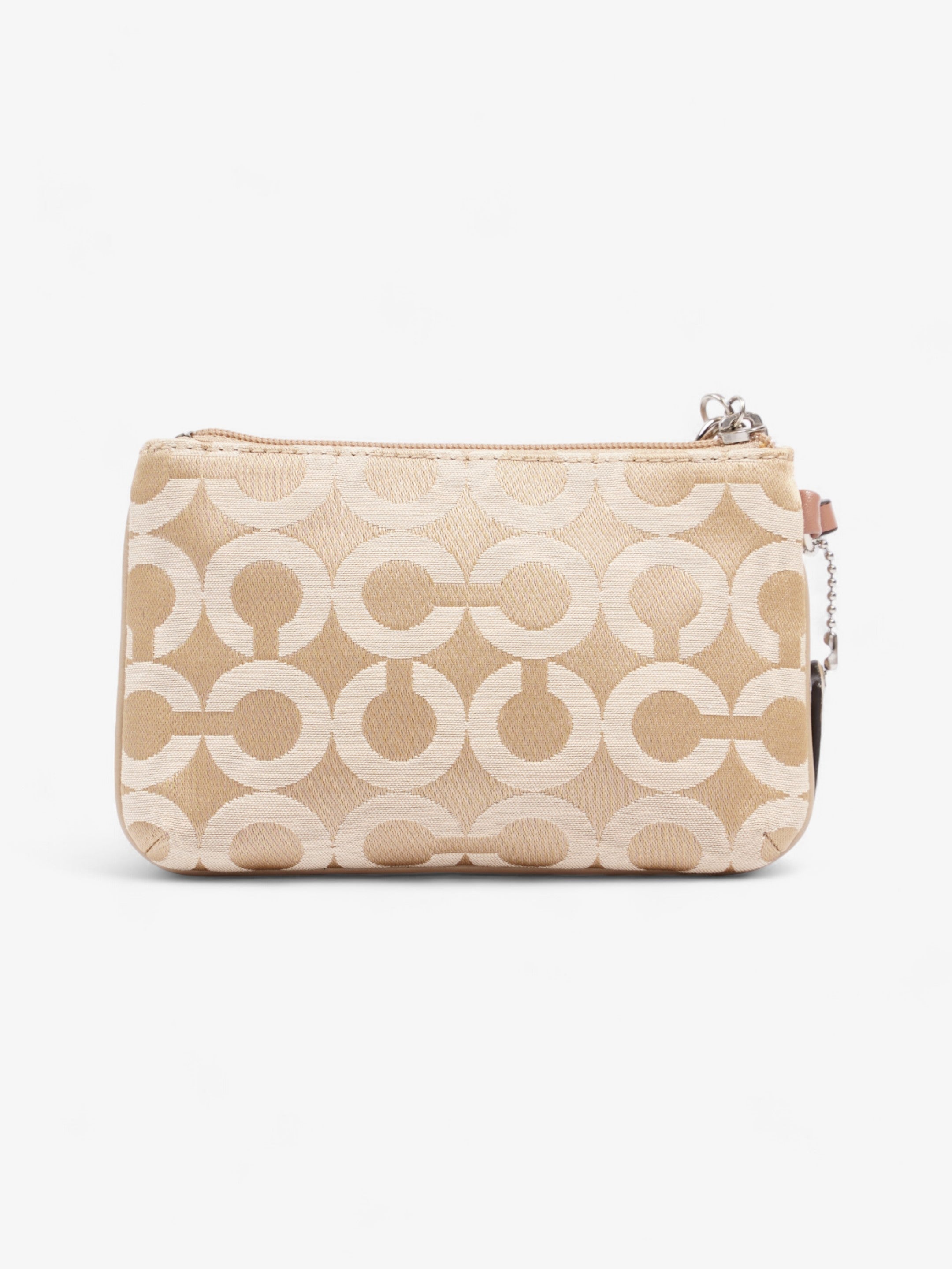 Coach Signature Wristlet Taupe / Beige Cotton