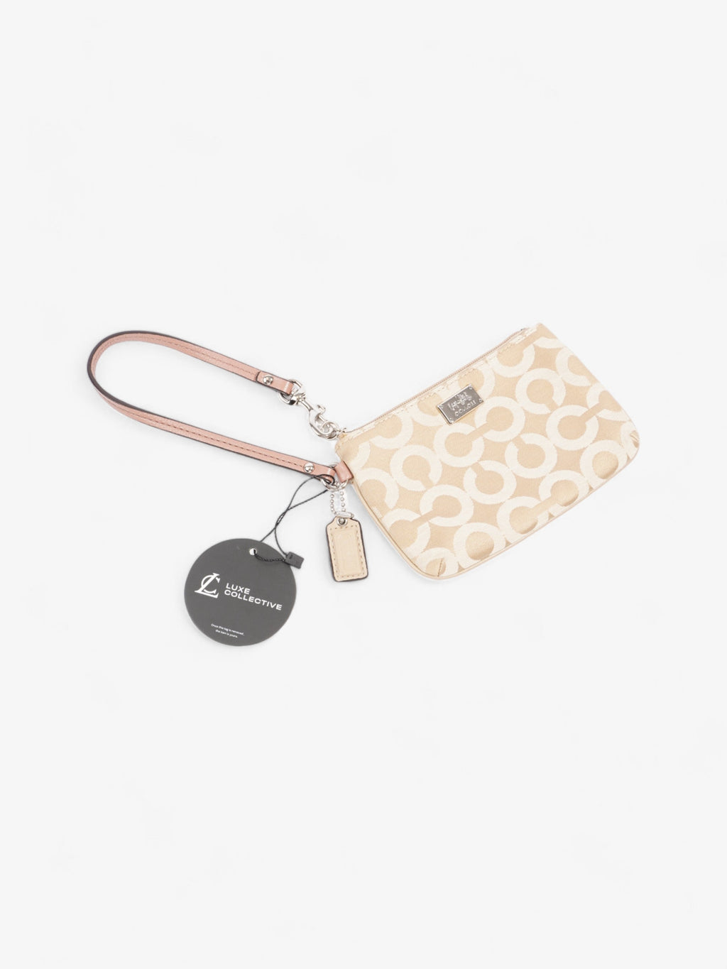 Coach Signature Wristlet Taupe / Beige Cotton