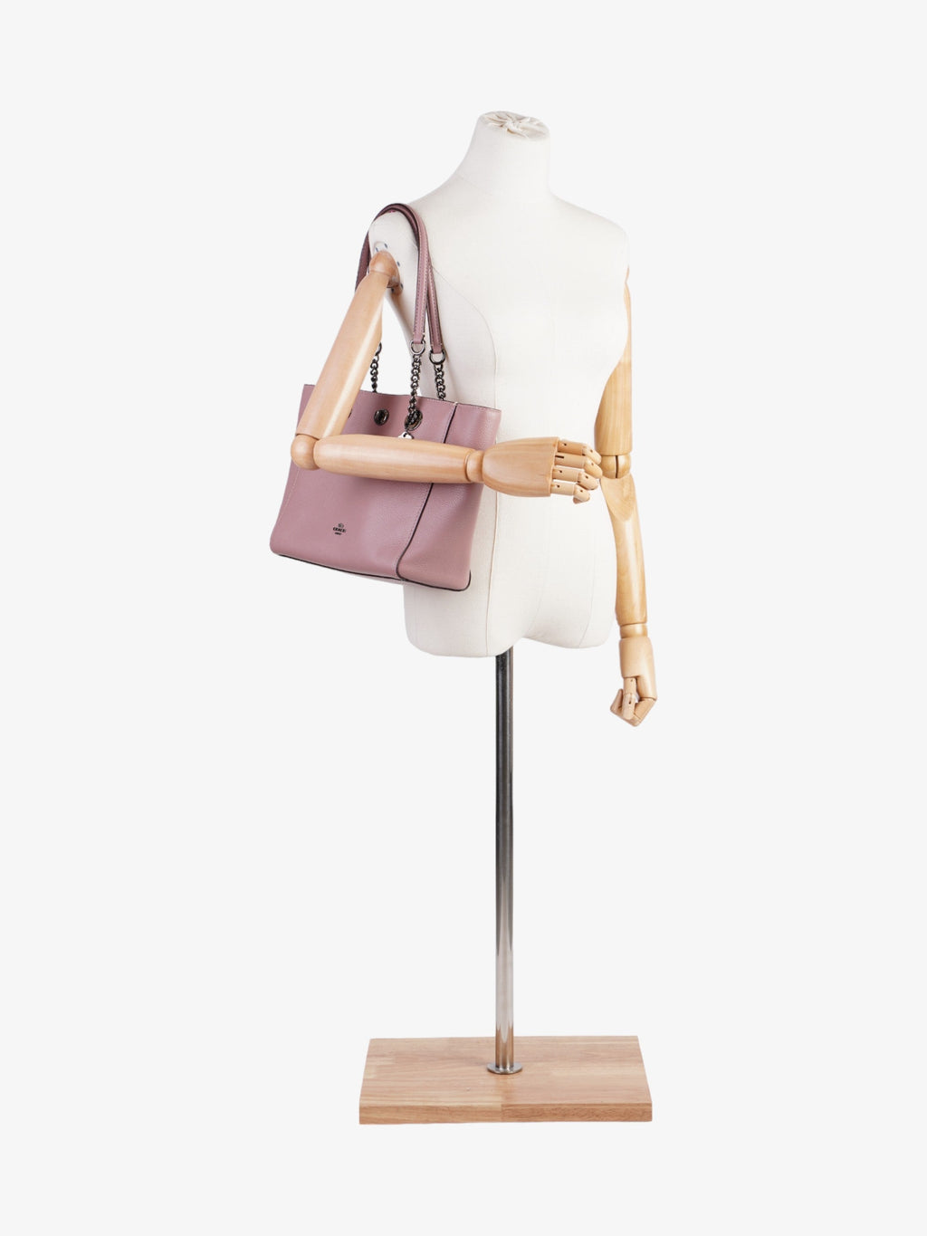 Coach Turnlock Chain 27 Dark Dusty Rose Leather