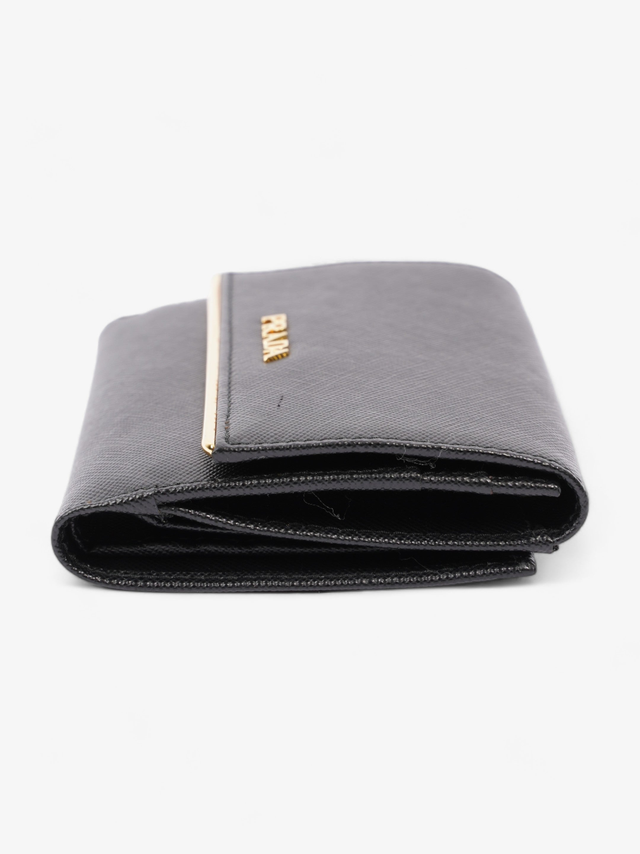 Prada Compact Wallet Black Saffiano Leather