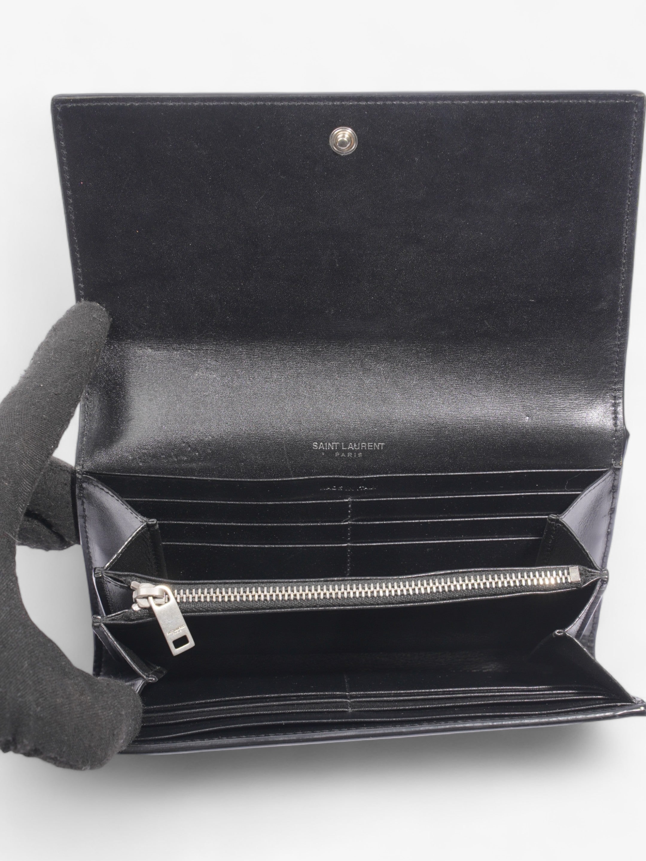 Saint Laurent Long Wallets Black Leather