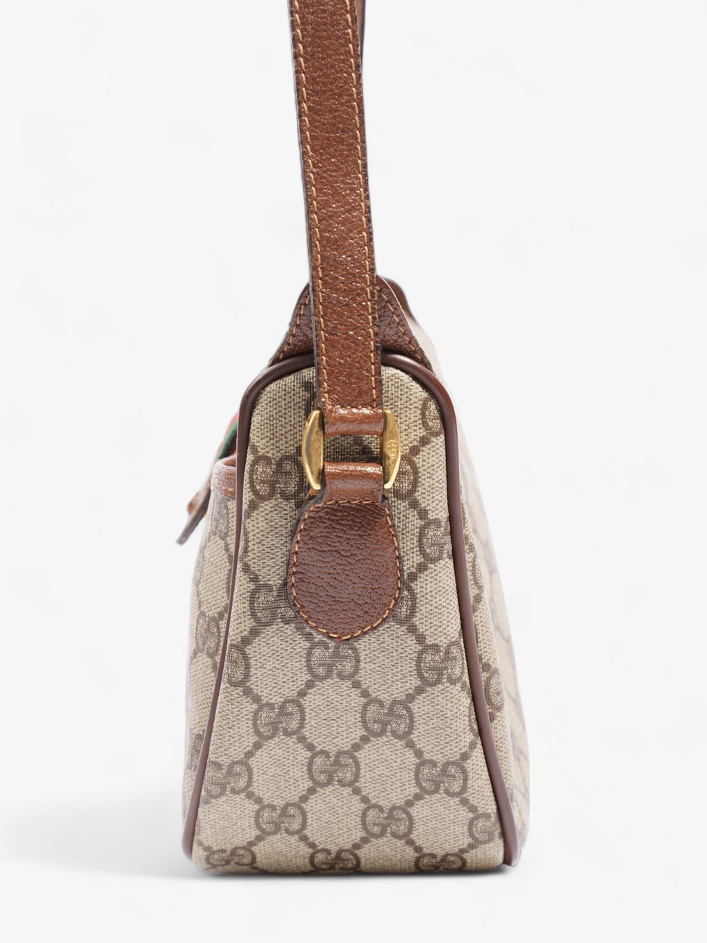 Gucci Old Gucci Sherry Line PVC & leather Shoulder bag Brown 001銉?8銉?177 Supreme Print Coated Canvas