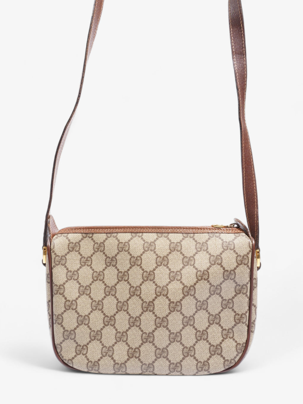 Gucci Old Gucci Sherry Line PVC & leather Shoulder bag Brown 001銉?8銉?177 Supreme Print Coated Canvas