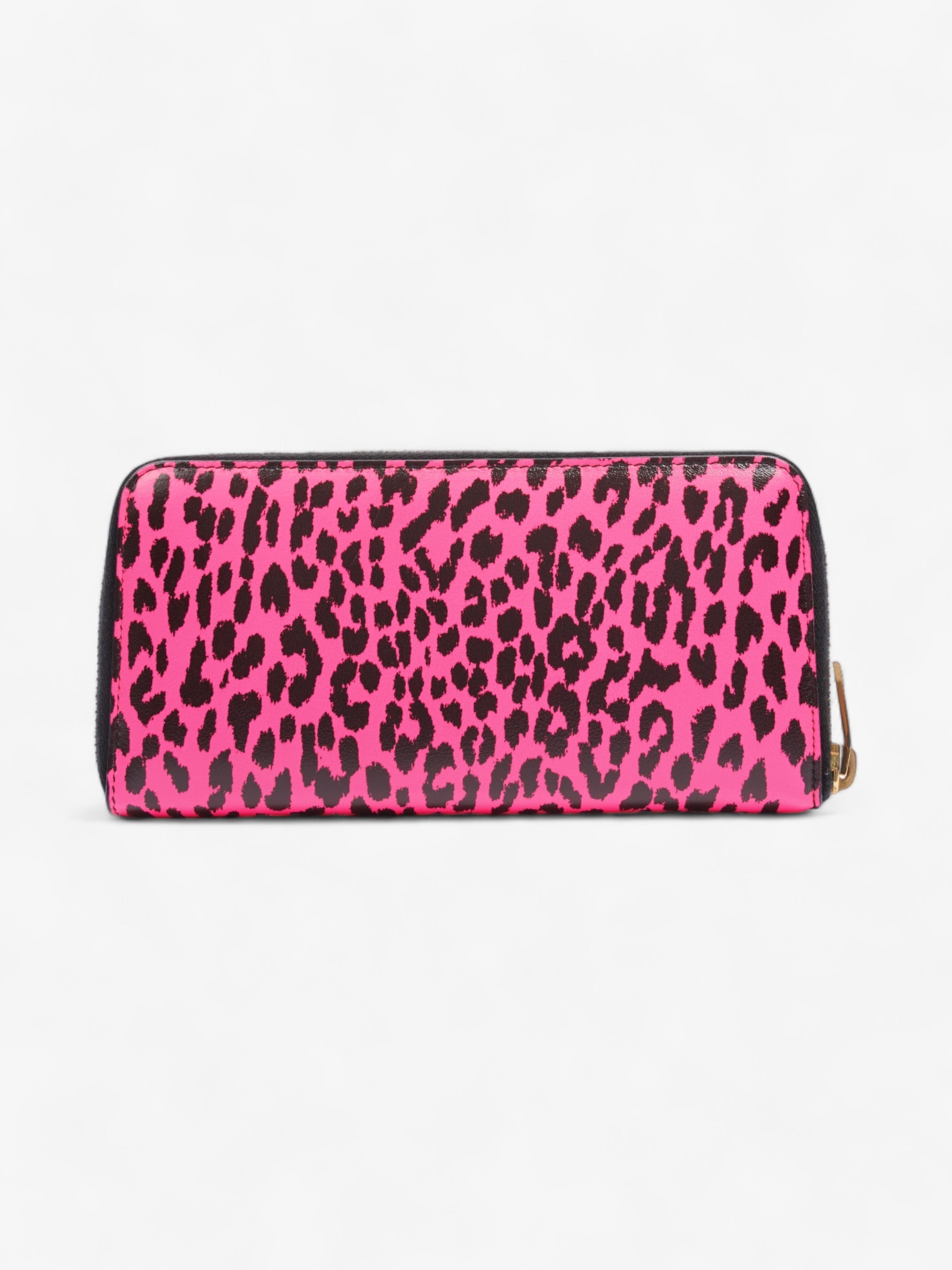 Saint Laurent Leather Zip Round Wallet Black / Pink Leather
