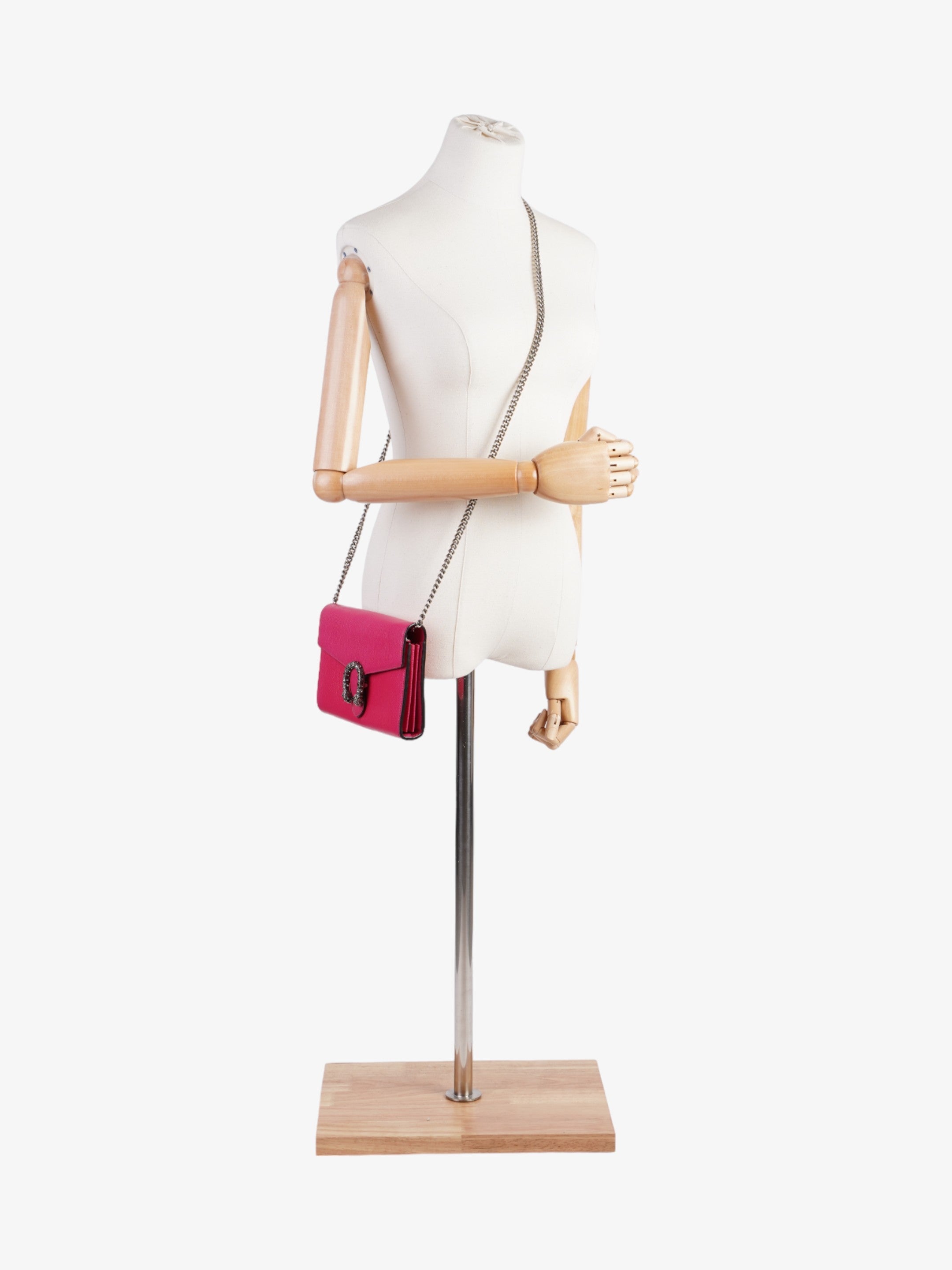 Gucci Dionysus Chain Wallet Neon Pink Leather