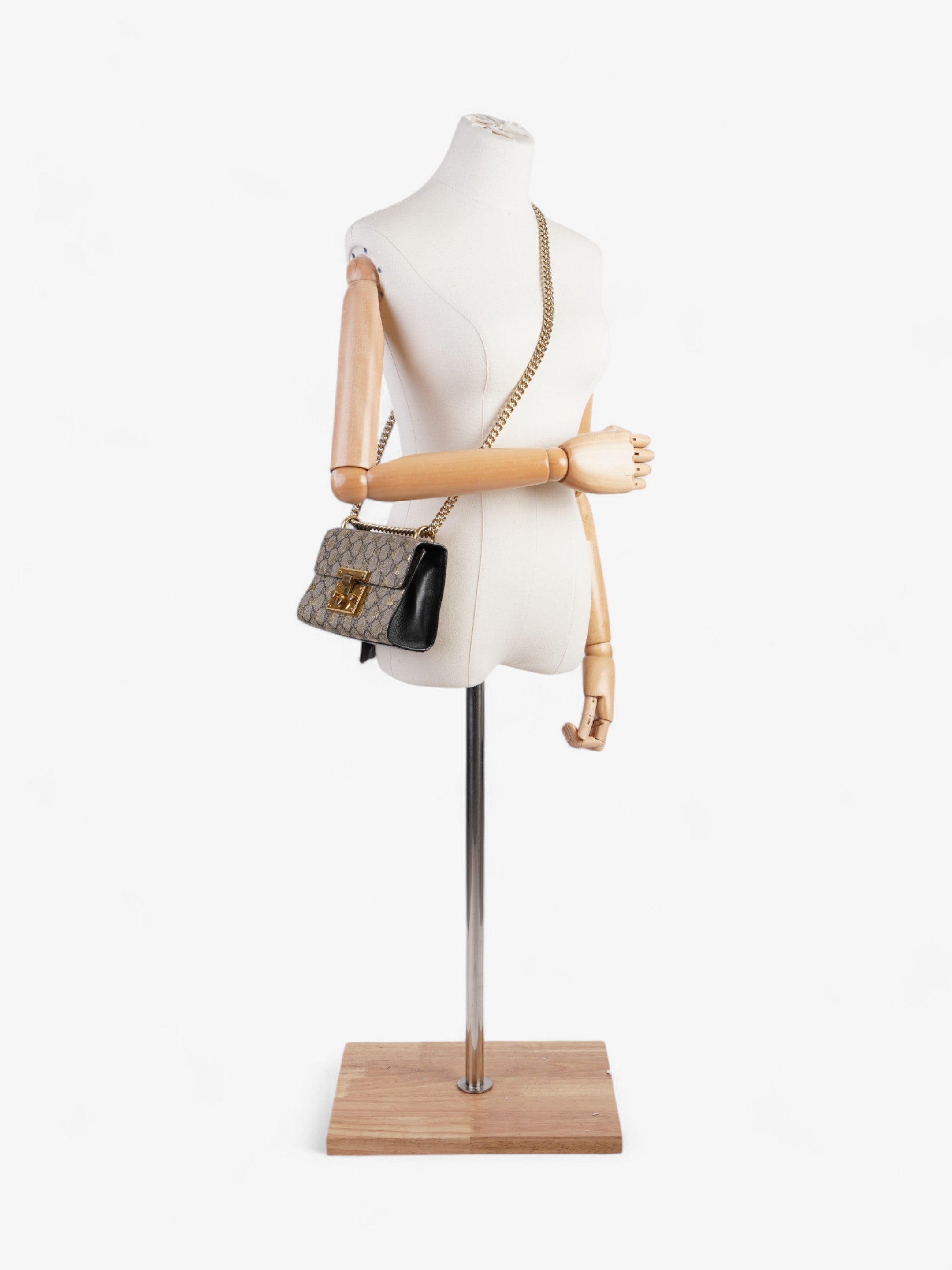 Gucci Padlock Bees GG Supreme / Black / Gold Coated Canvas Small