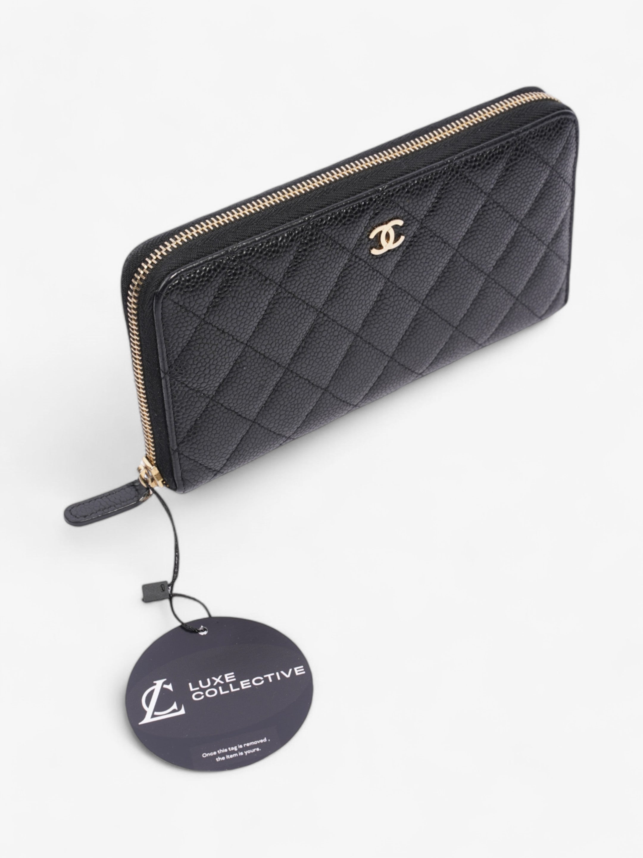 Chanel Zip Round Wallet Black Caviar Leather