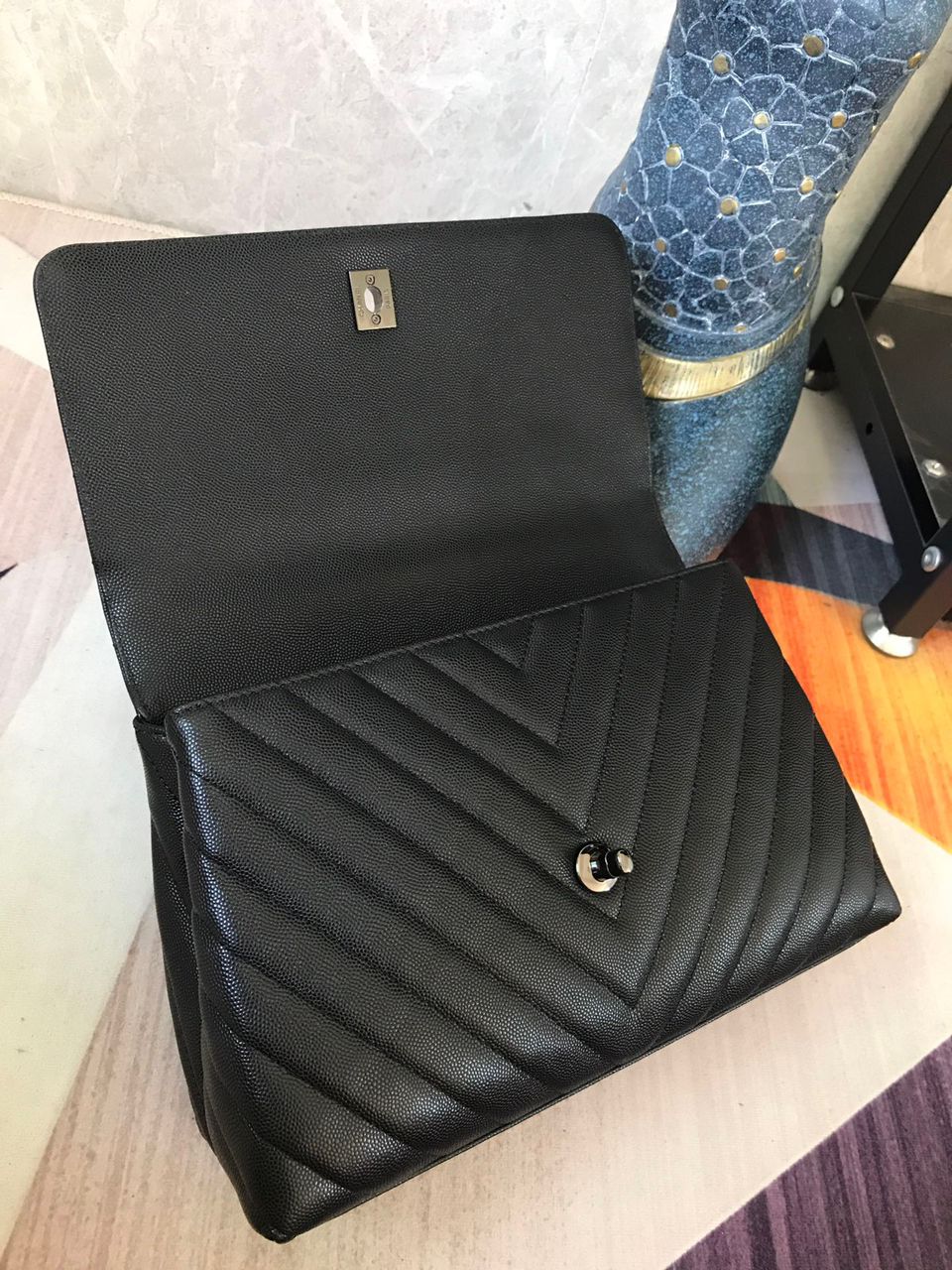 CHLMaxi Flap Bag Black For Women 11.4in/29cm