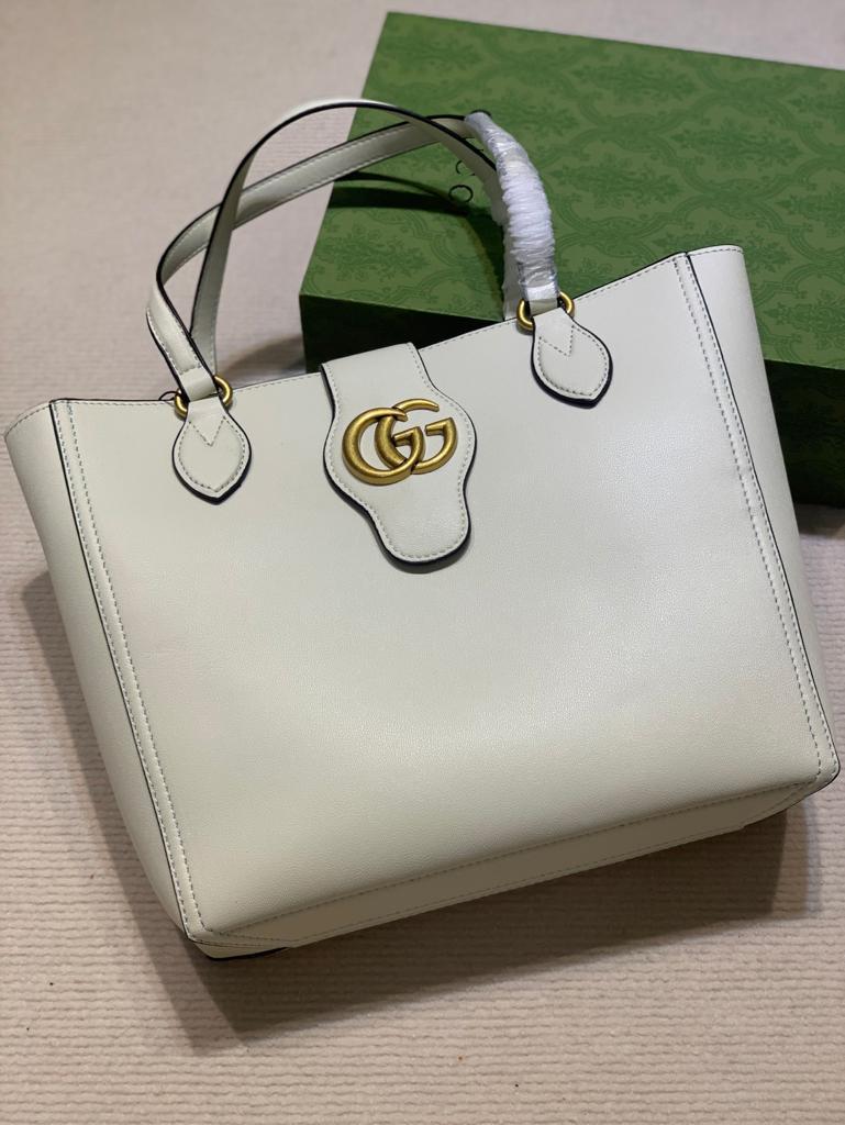 Glami MeGLAMIum Tote With Double G  White For Women 13.8in/35cm Glami