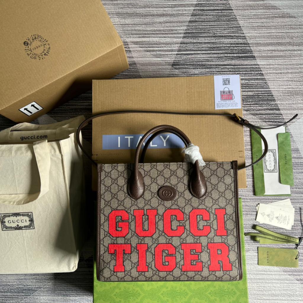 Glami Tiger Glami MeGLAMIum Tote Bag Beige And Ebony Glami Supreme Canvas Brown For Women 14.8in/37.6cm Glami 687827 US7EC 9396