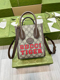 gg Tiger gg Mini Tote Bag Beige And Ebony gg Supreme Canvas Brown For Women 7.8in/20cm gg 671623 US7EC 9396