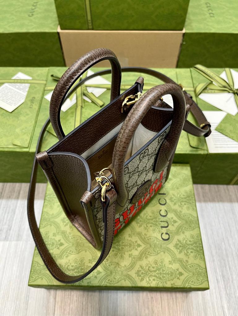 Glami Tiger Glami Mini Tote Bag Beige And Ebony Glami Supreme Canvas Brown For Women 7.8in/20cm Glami 671623 US7EC 9396