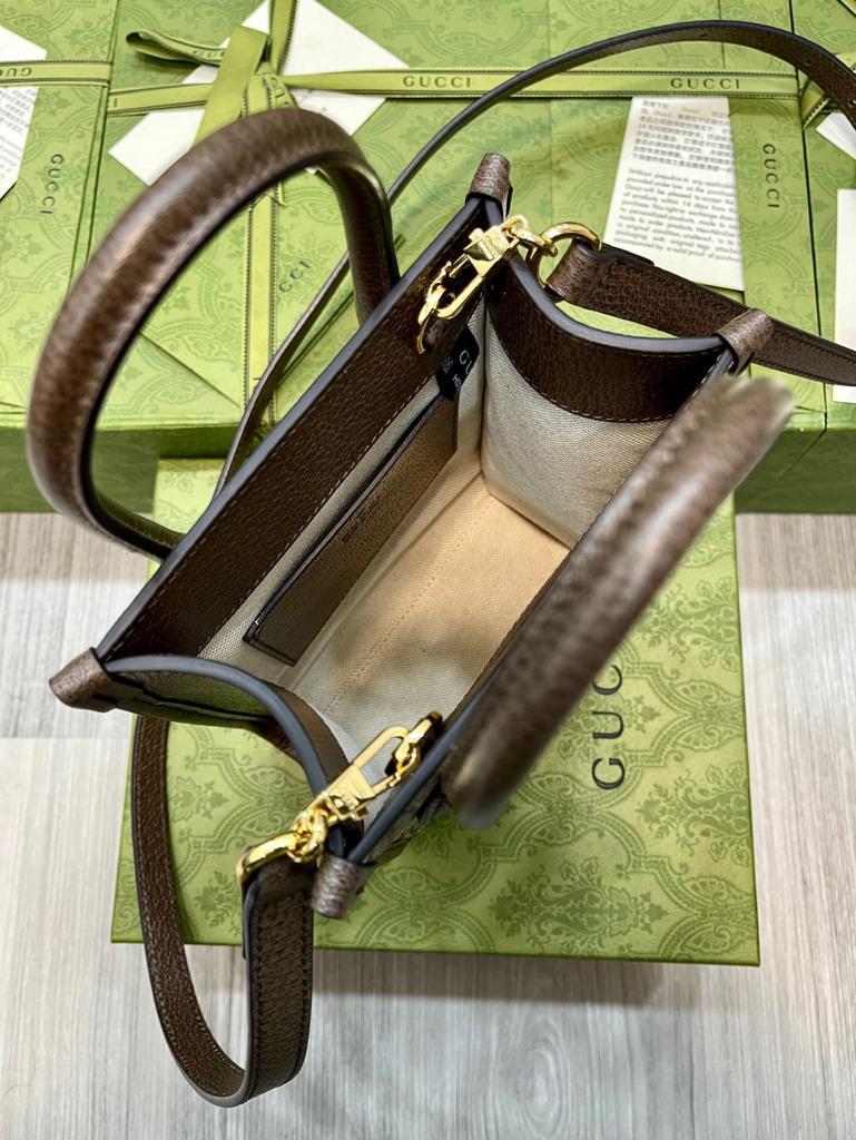 Glami Tiger Glami Mini Tote Bag Beige And Ebony Glami Supreme Canvas Brown For Women 7.8in/20cm Glami 671623 US7EC 9396
