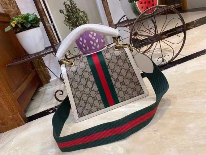 gg Queen Margaret gg Small Top Handle Bag Beige And Ebony gg Supreme Canvas For Women 10in/26cm gg 476541