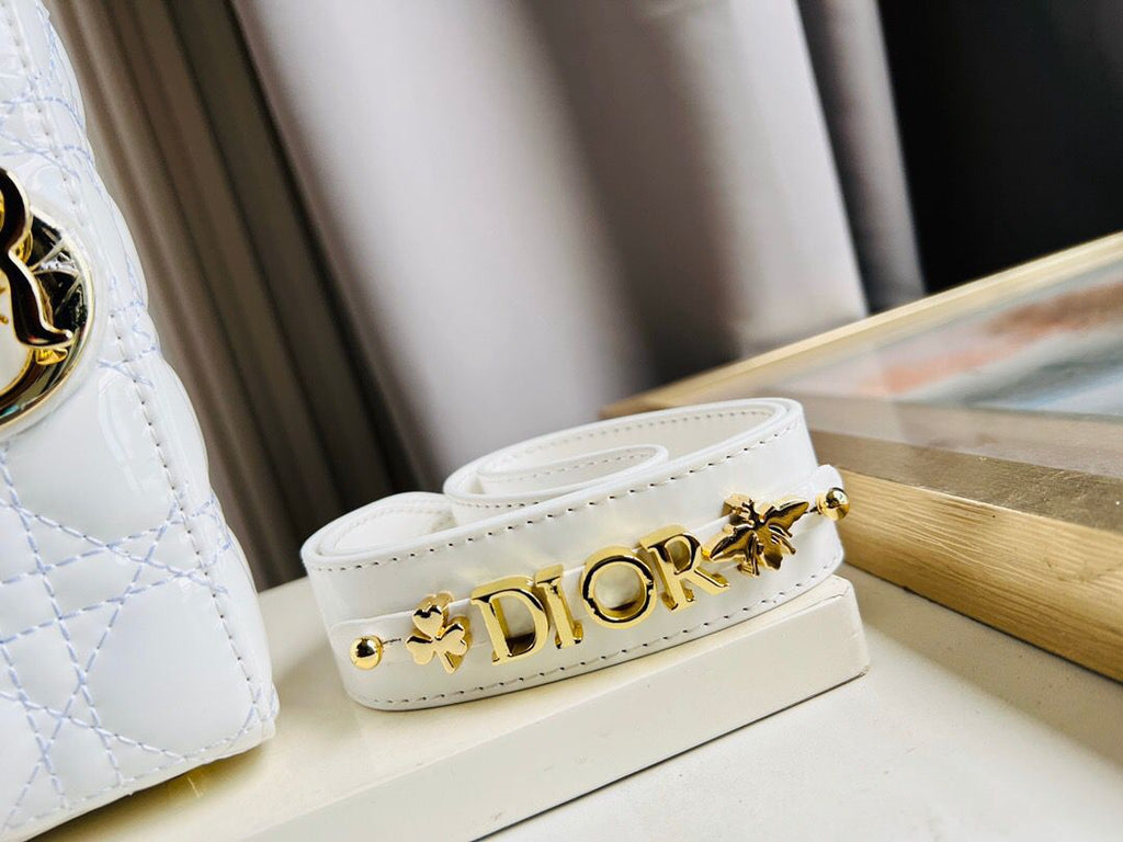 GLAMI Small Lady Bag Gold Toned Hardware Patent White For Women 20cm/8in CD