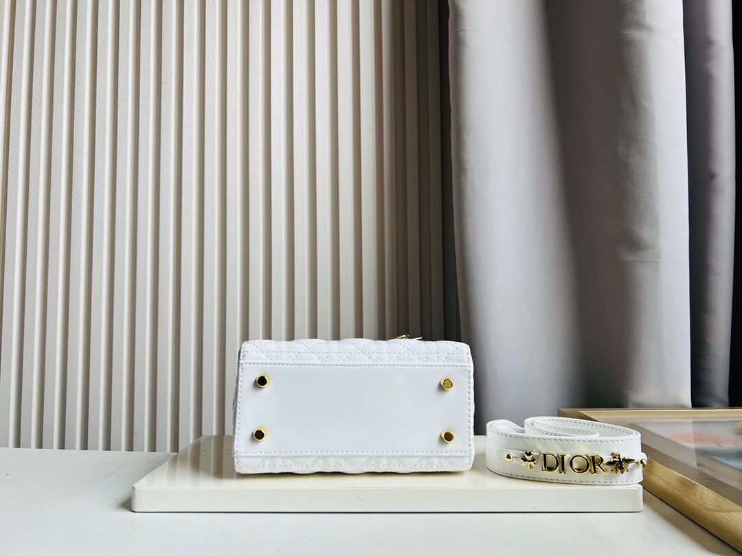GLAMI Small Lady Bag Gold Toned Hardware Patent White For Women 20cm/8in CD